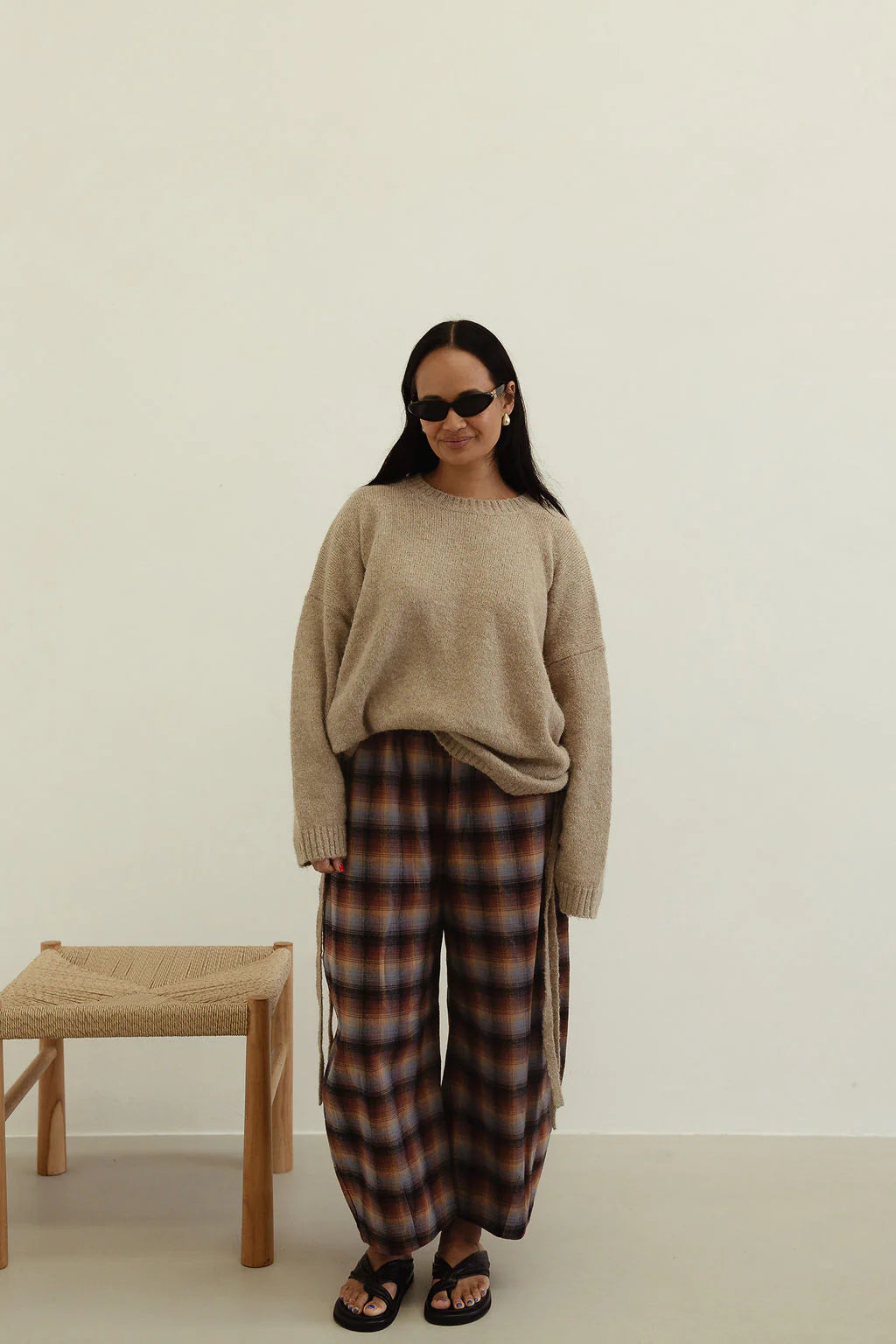 Vali Check Pant | Brown Blue Check