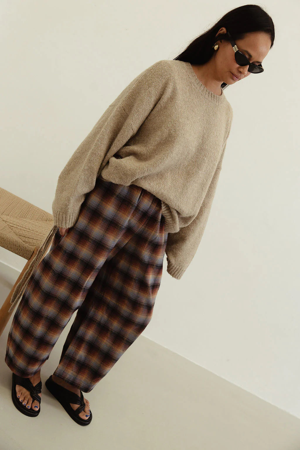 Vali Check Pant | Brown Blue Check