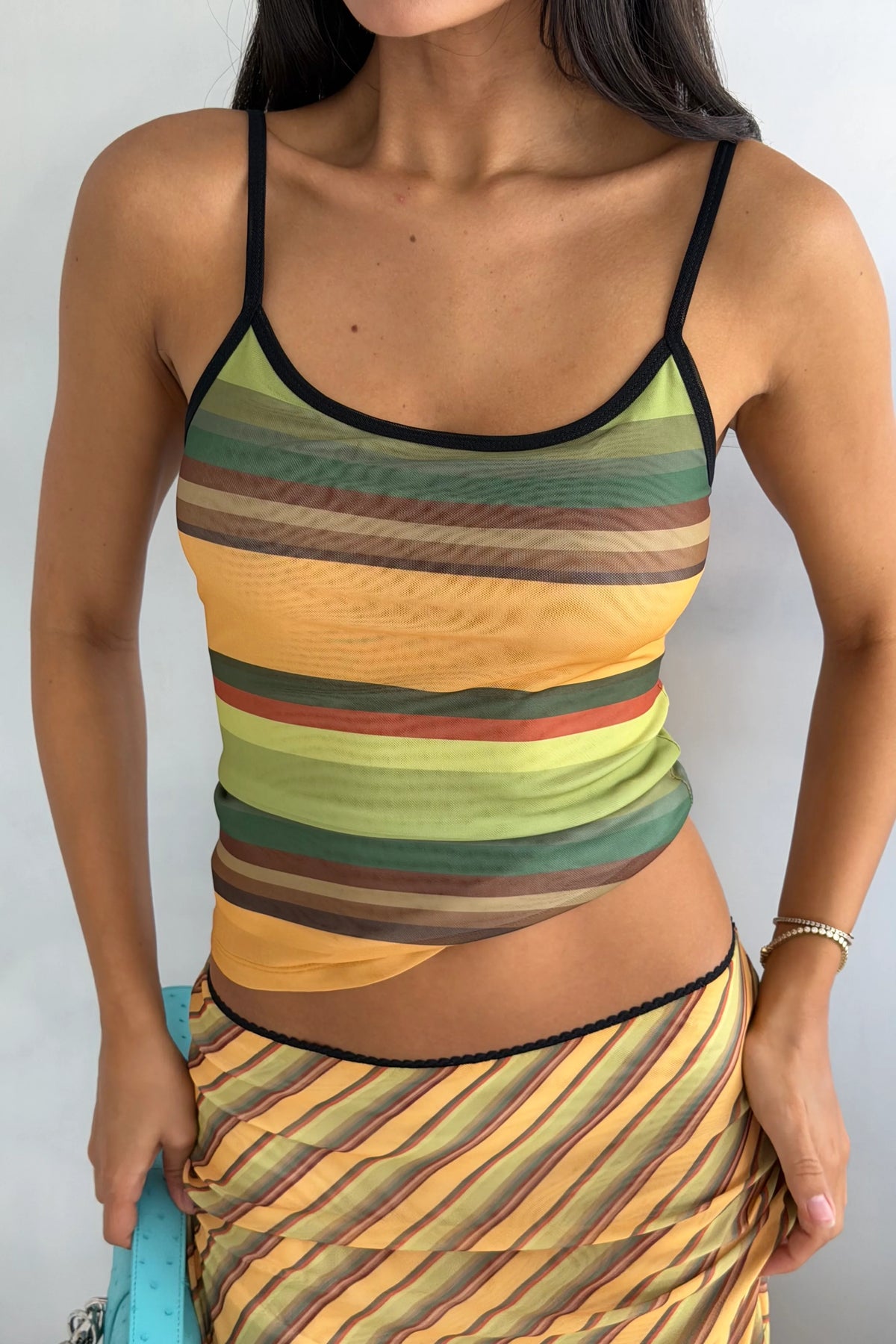 Maxi Skirt | Mesh Gold Stripe