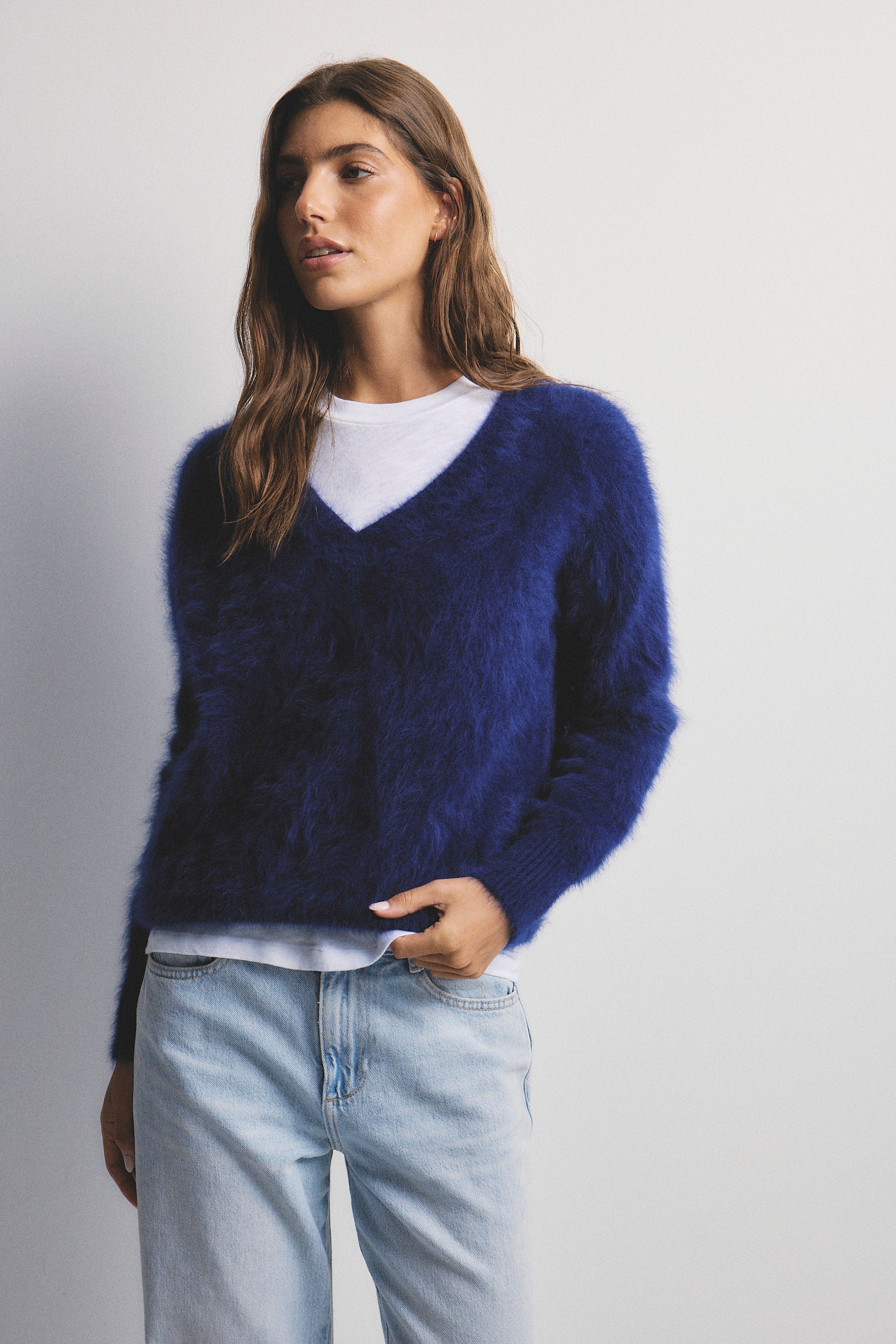 Olivia Cashmere V-Neck Sweater | Navy