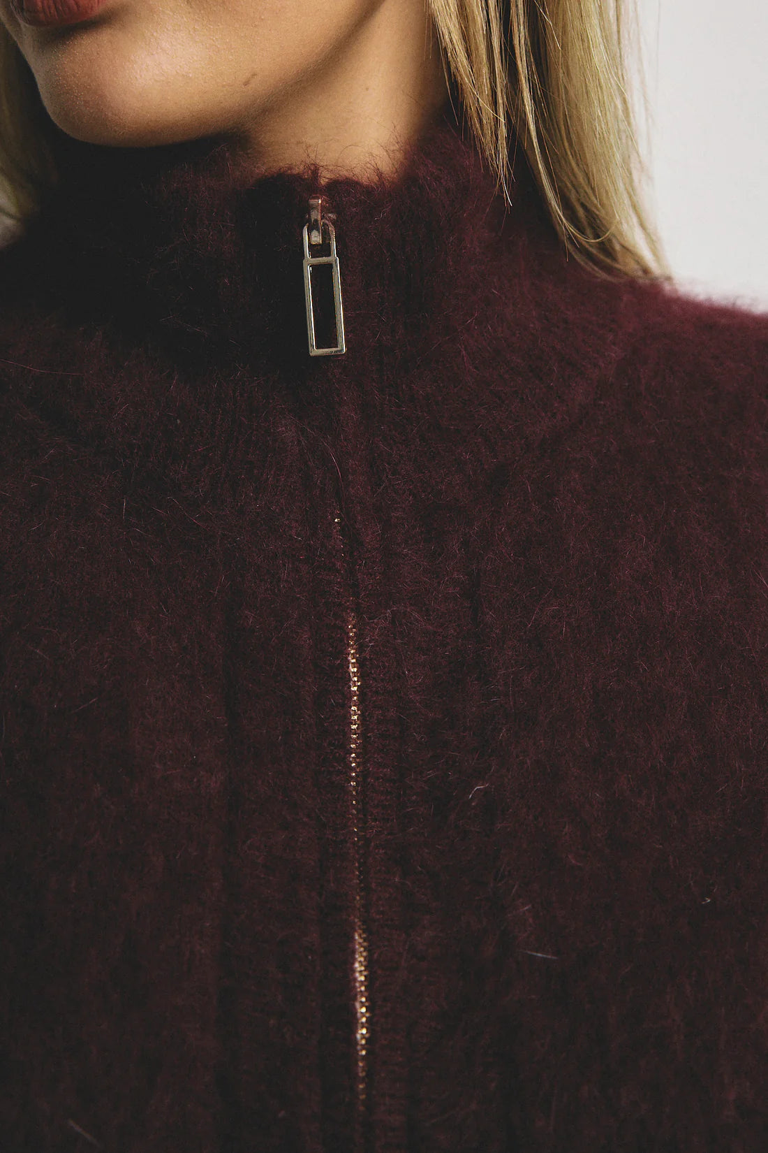 Felix Zip Cardigan | Aubergine
