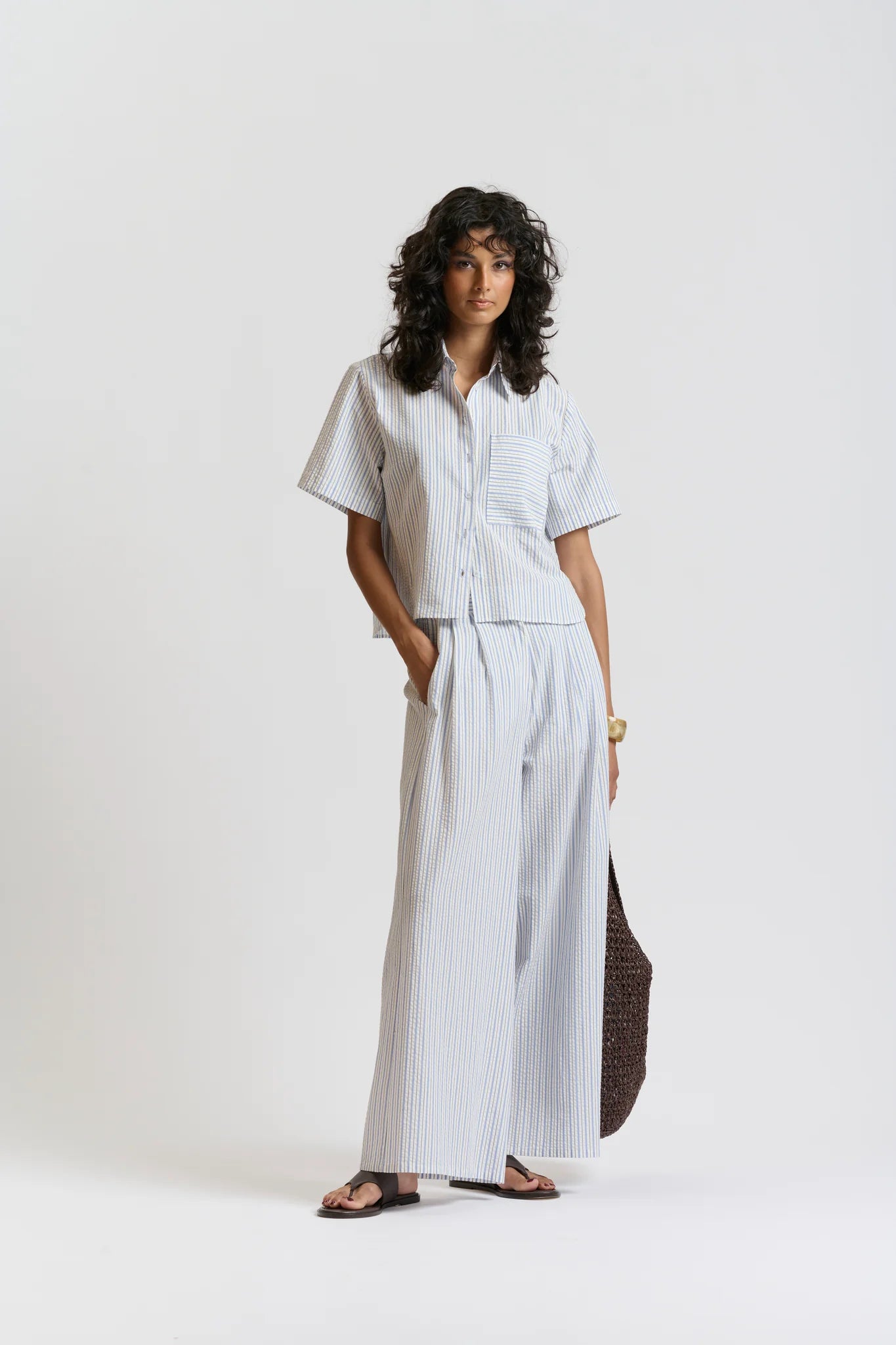 Le Seersucker Shirt | Cornflower Blue / White