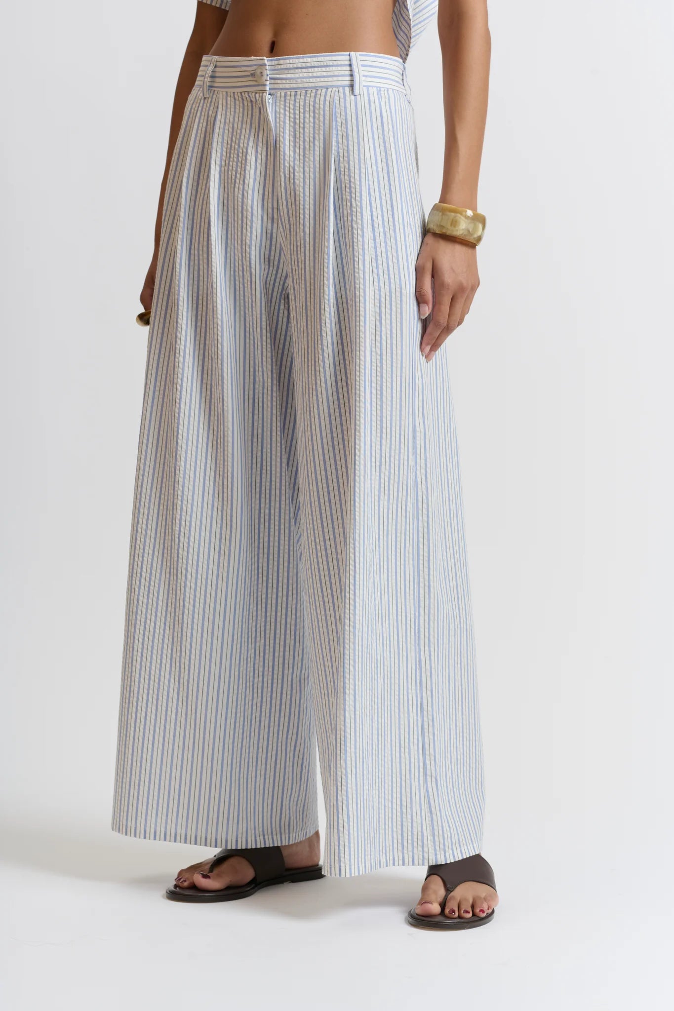 Le Seersucker Pant | Cornflower Blue / White