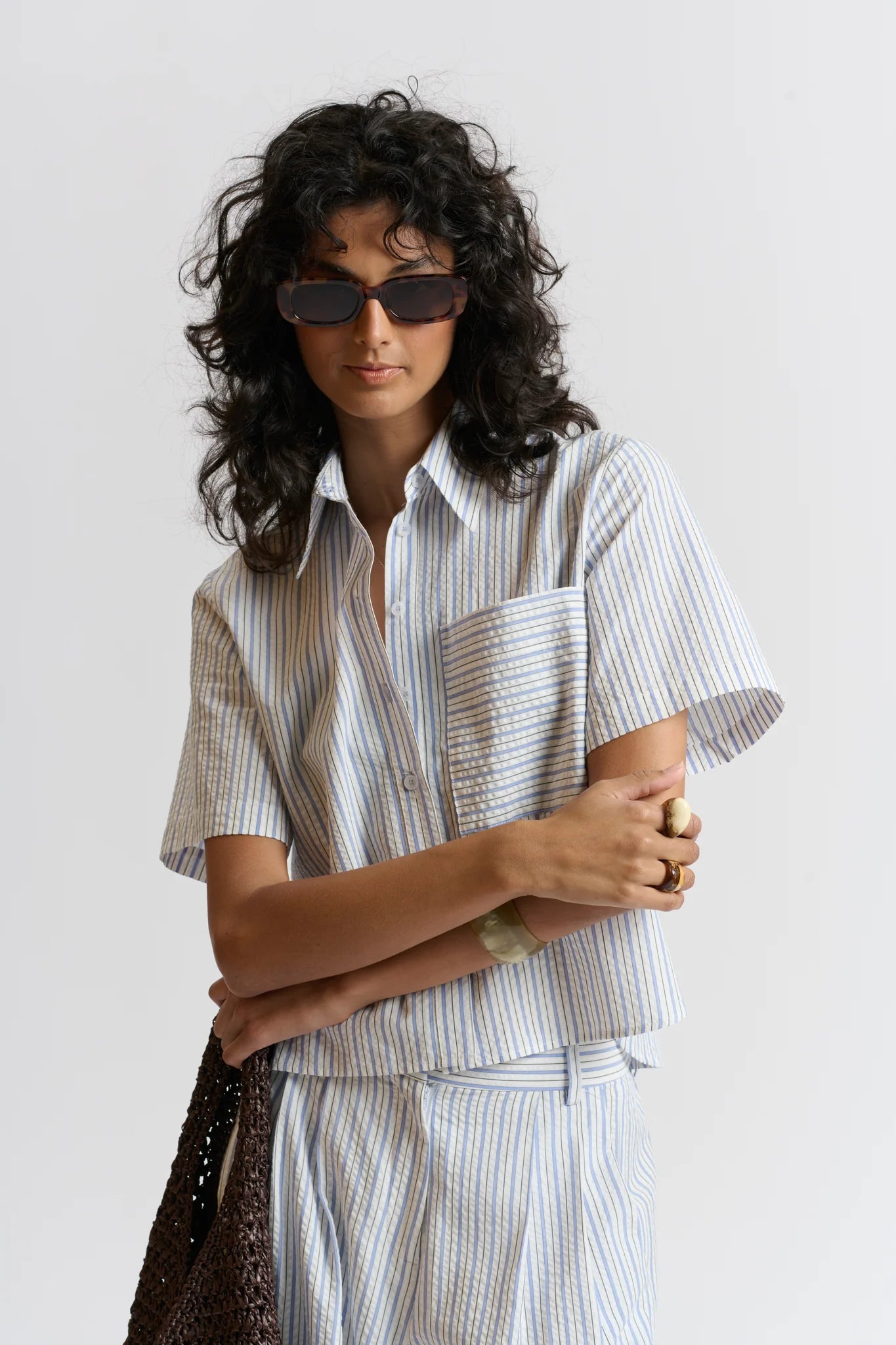 Le Seersucker Shirt | Cornflower Blue / White
