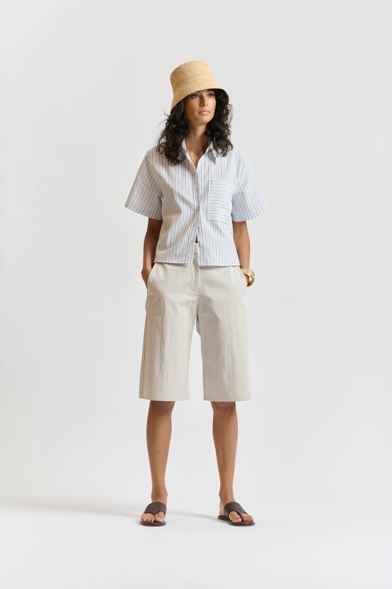 Le Seersucker Shirt | Cornflower Blue / White