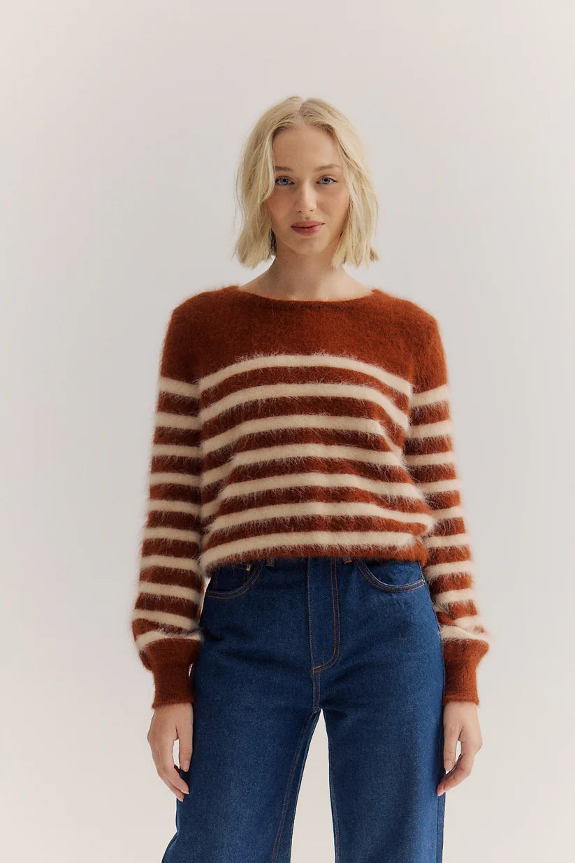 Tara Stripe Knit | Chocolate