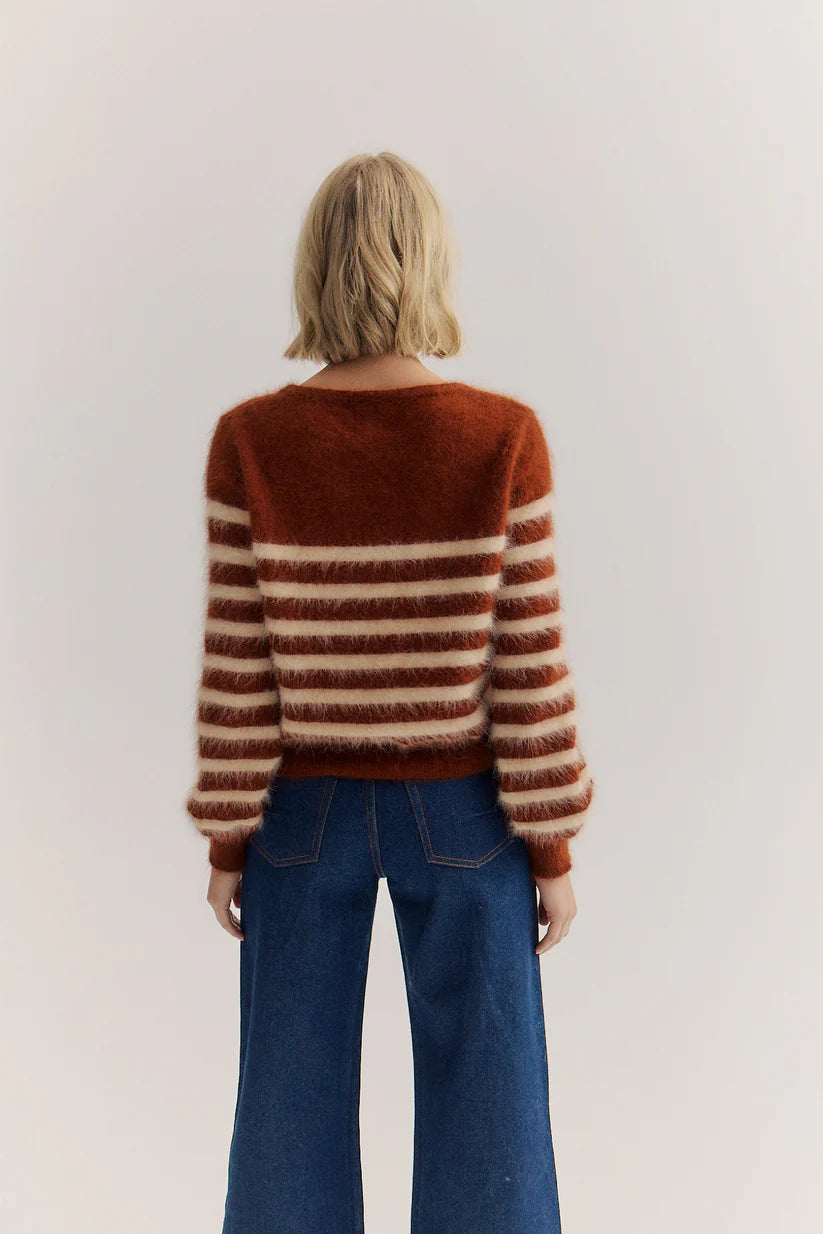 Tara Stripe Knit | Chocolate