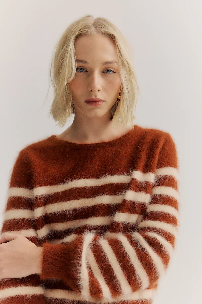 Tara Stripe Knit | Chocolate