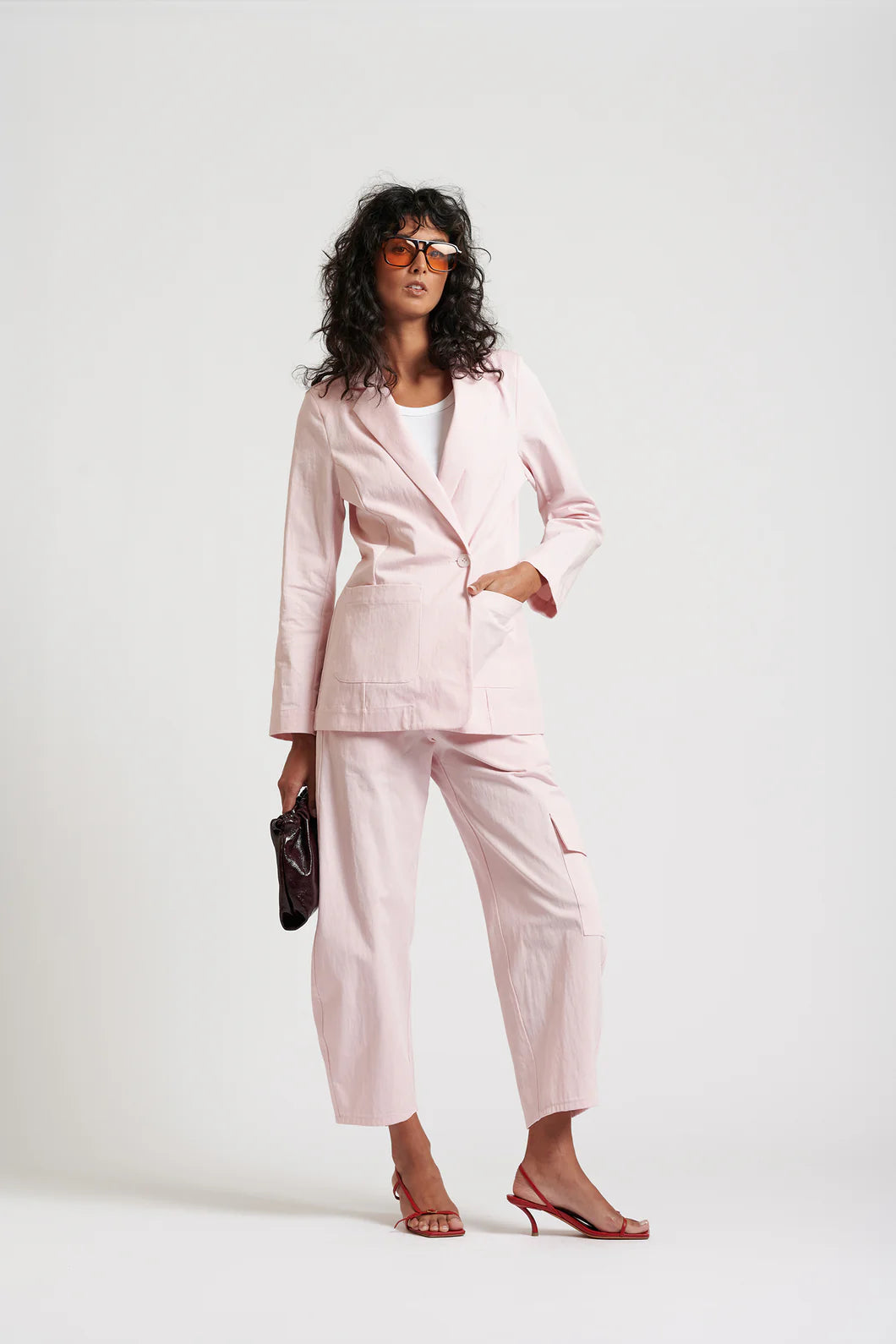Le Weekend Cotton Nylon Blazer | Icy Pink