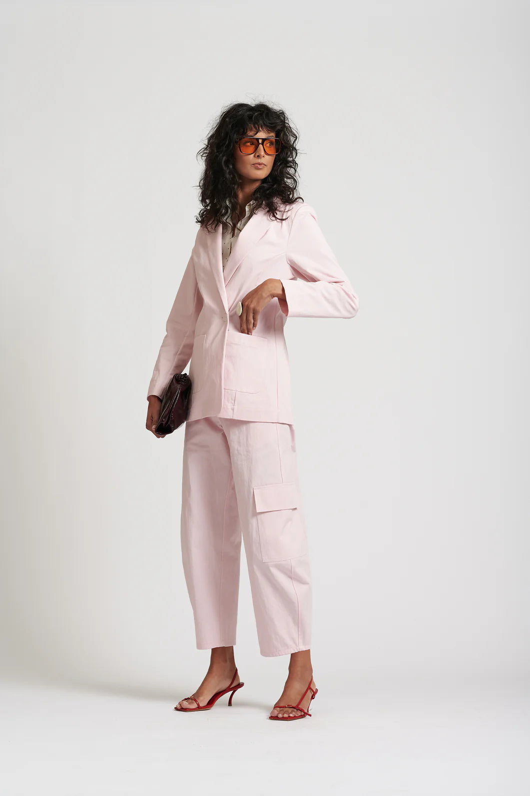 Le Weekend Cotton Nylon Blazer | Icy Pink