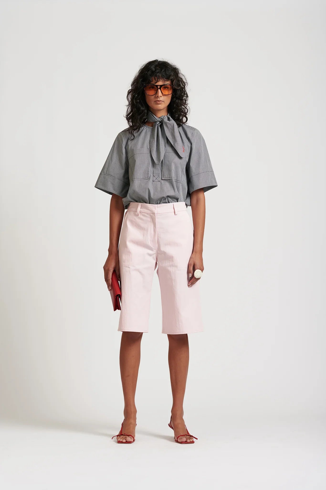 Le Neckerchief Gingham Shirt| Micro Check