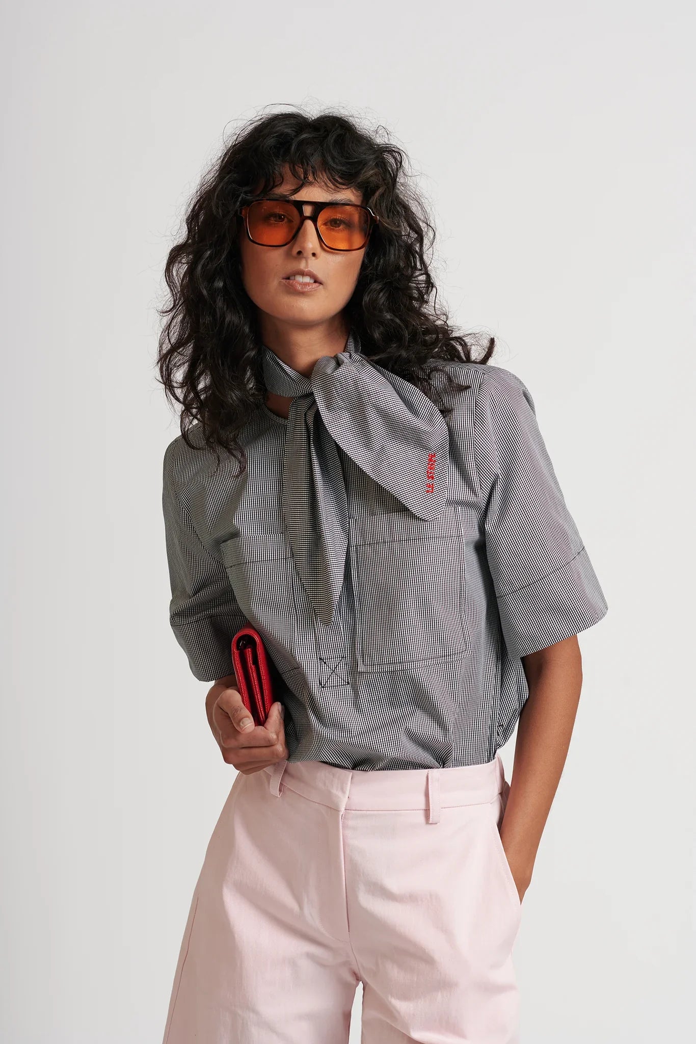 Le Neckerchief Gingham Shirt| Micro Check
