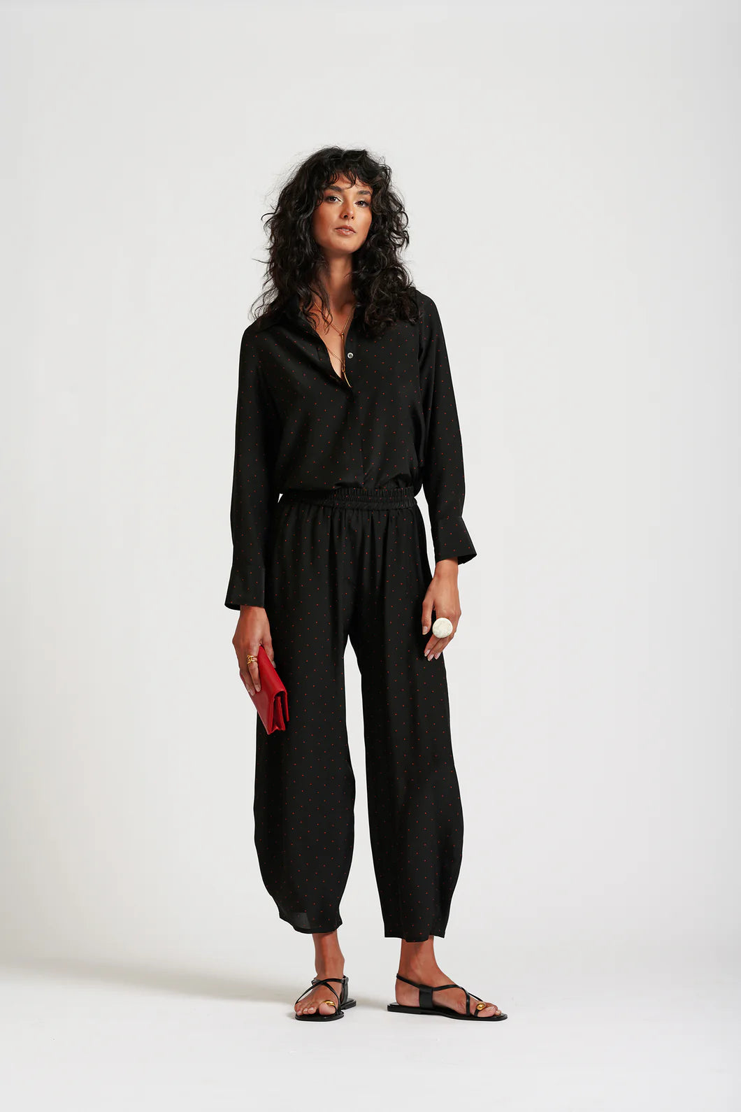 Le Dot Lightweight Silk Shirt | Ink