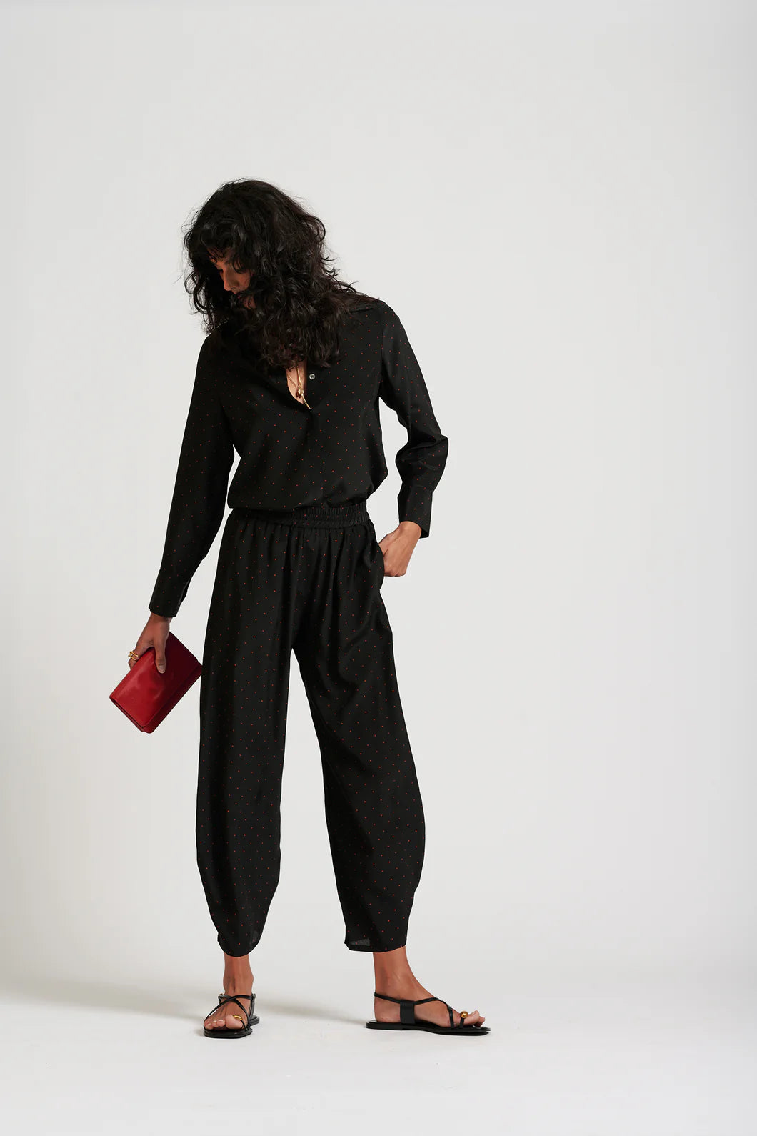 Le Dot Lightweight Silk Shirt | Ink