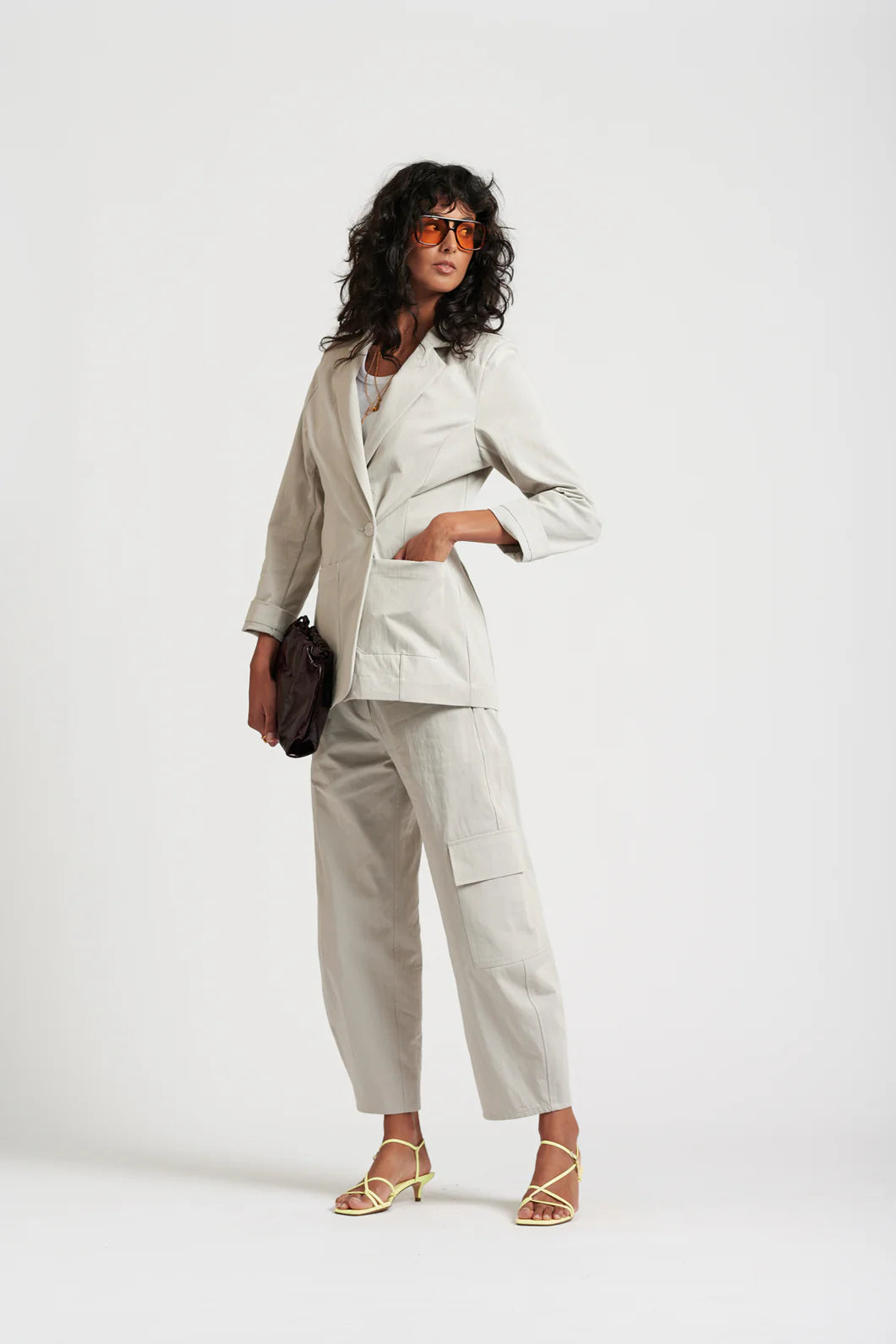 Le Weekend Cotton Nylon Blazer | Icy Grey