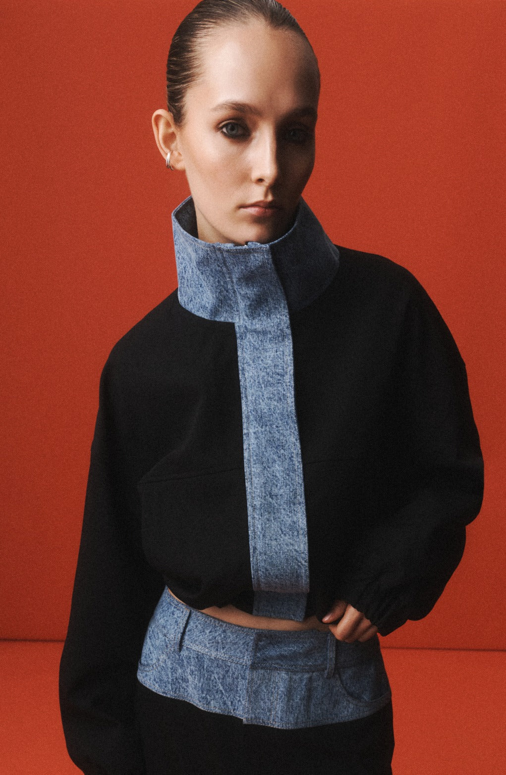 Tove Bomber | Black Blue Denim