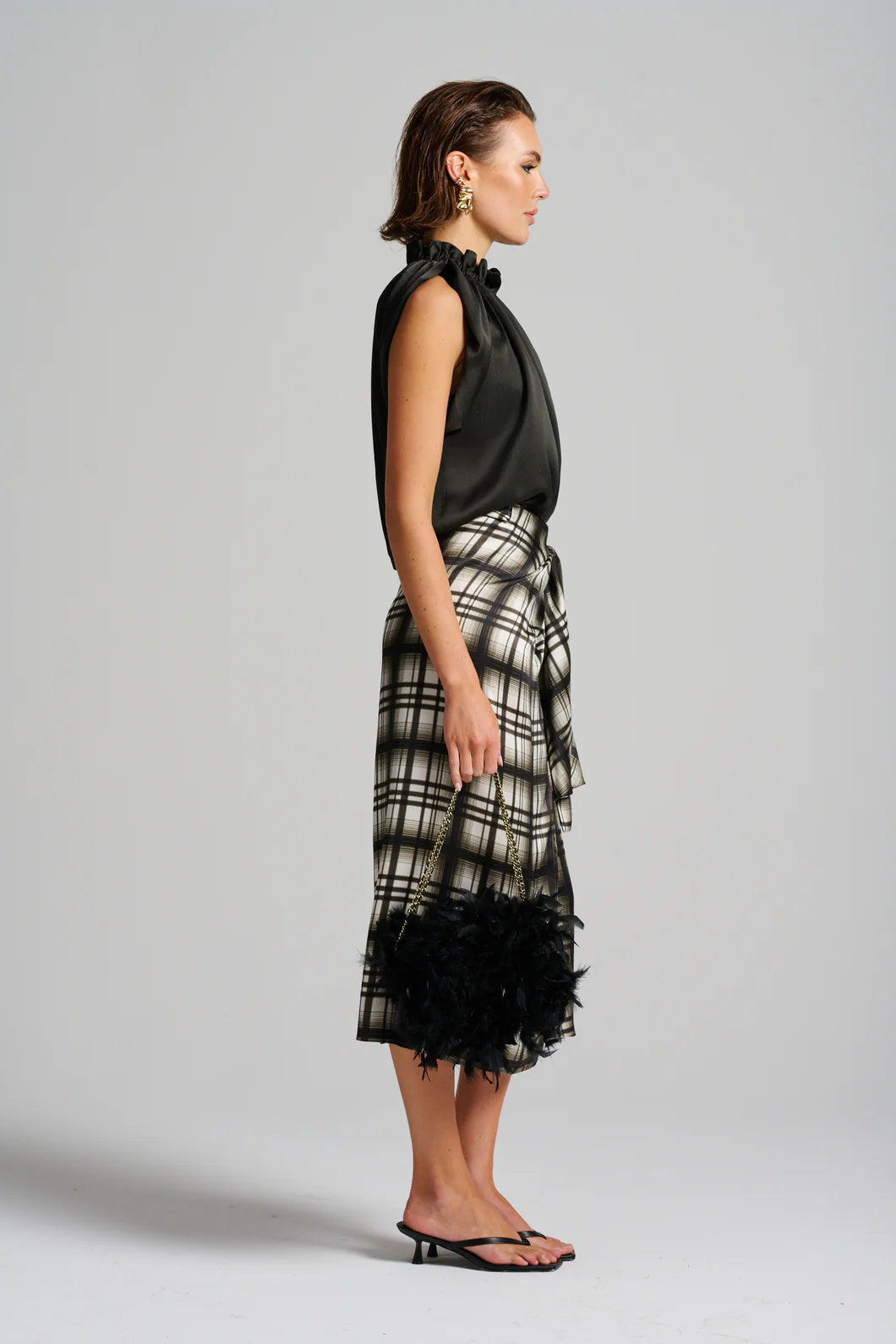 Le Check Wrap Skirt | Noir