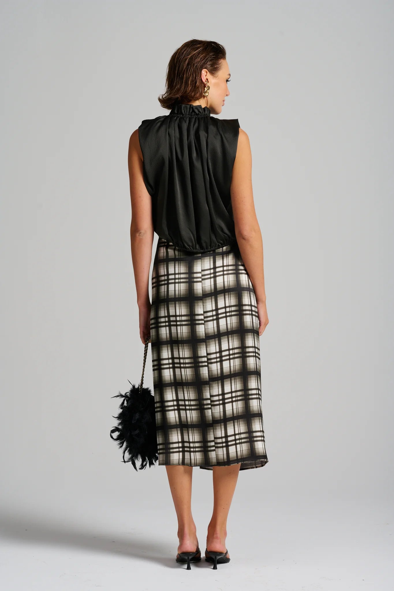 Le Check Wrap Skirt | Noir