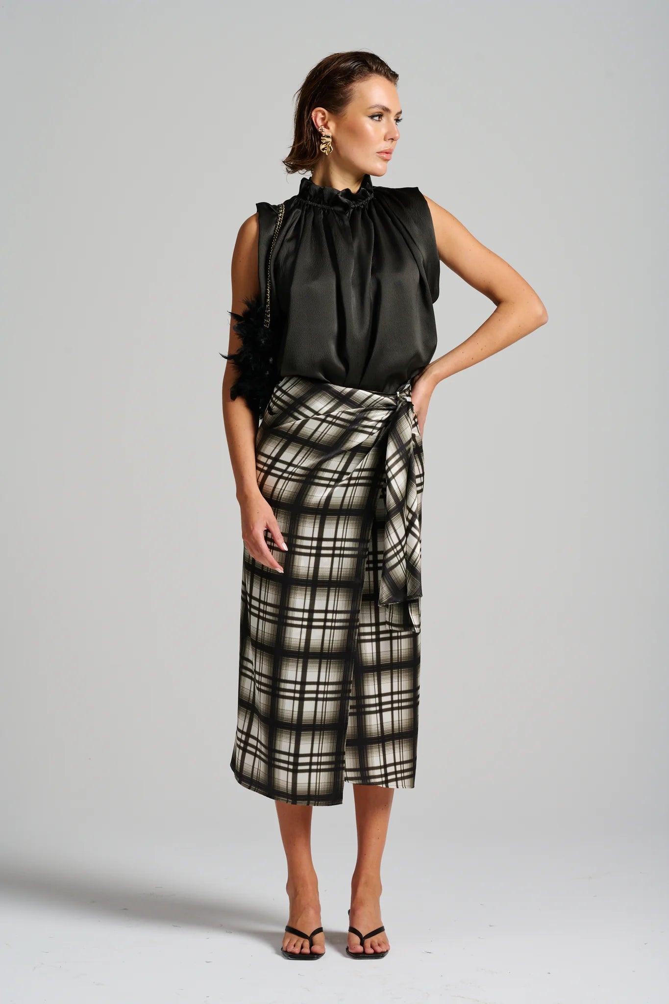 Le Check Wrap Skirt | Noir