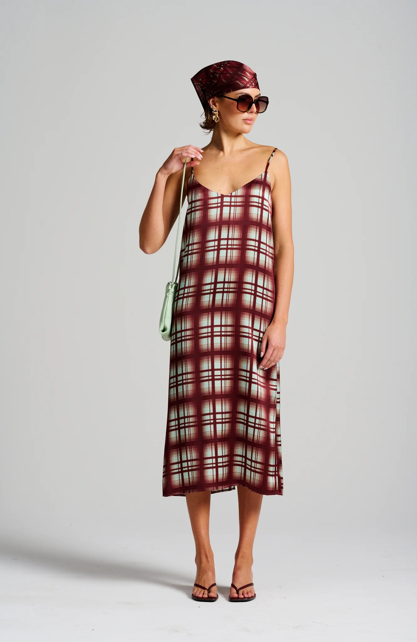 Le Check Slip Dress | Burgundy