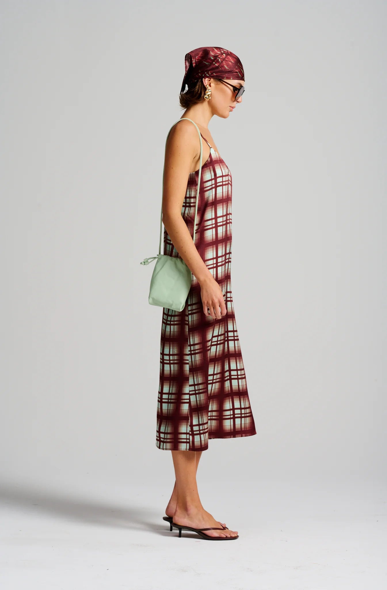 Le Check Slip Dress | Burgundy