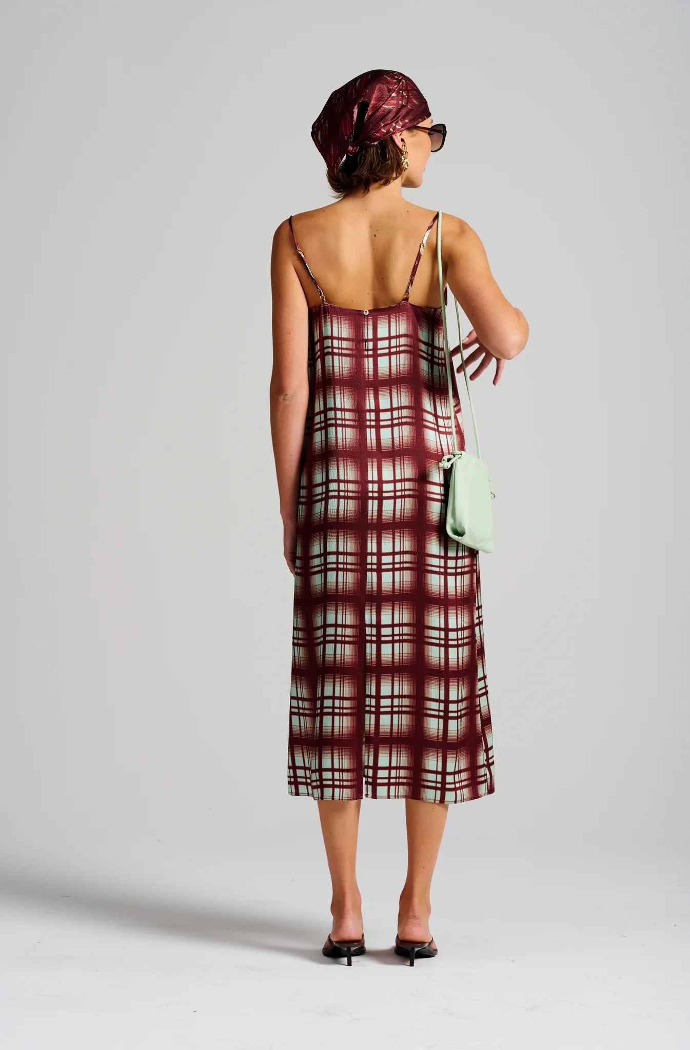Le Check Slip Dress | Burgundy