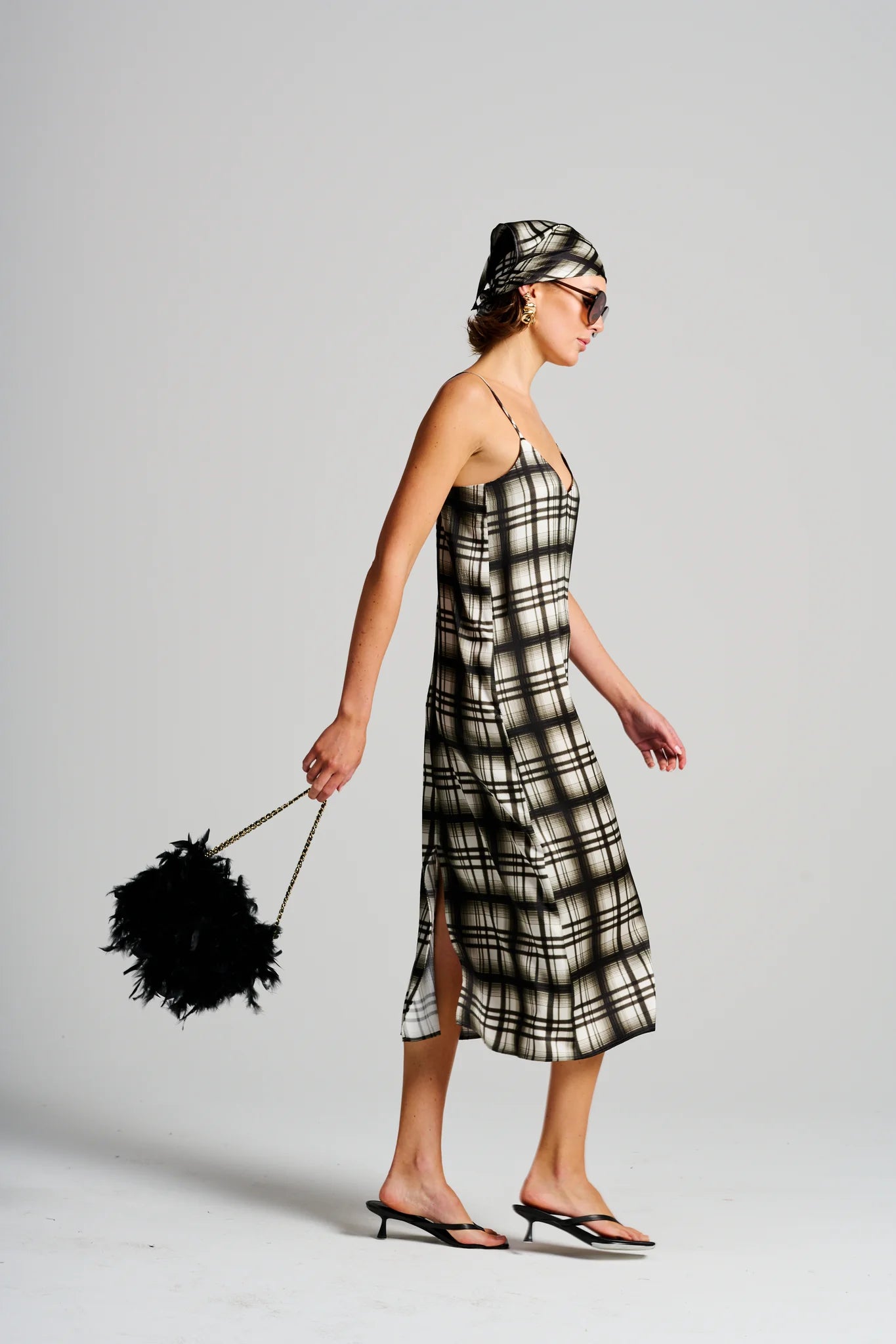 Le Check Slip Dress | Noir