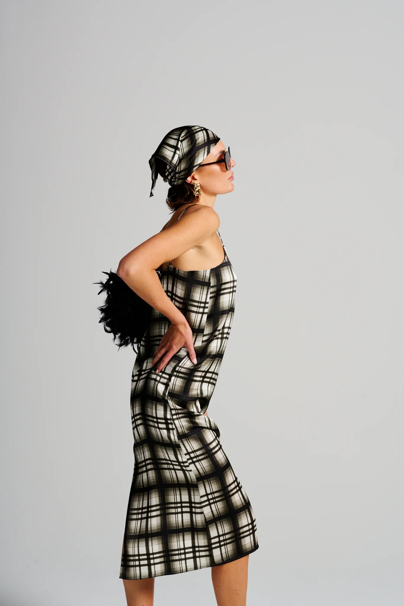 Le Check Slip Dress | Noir