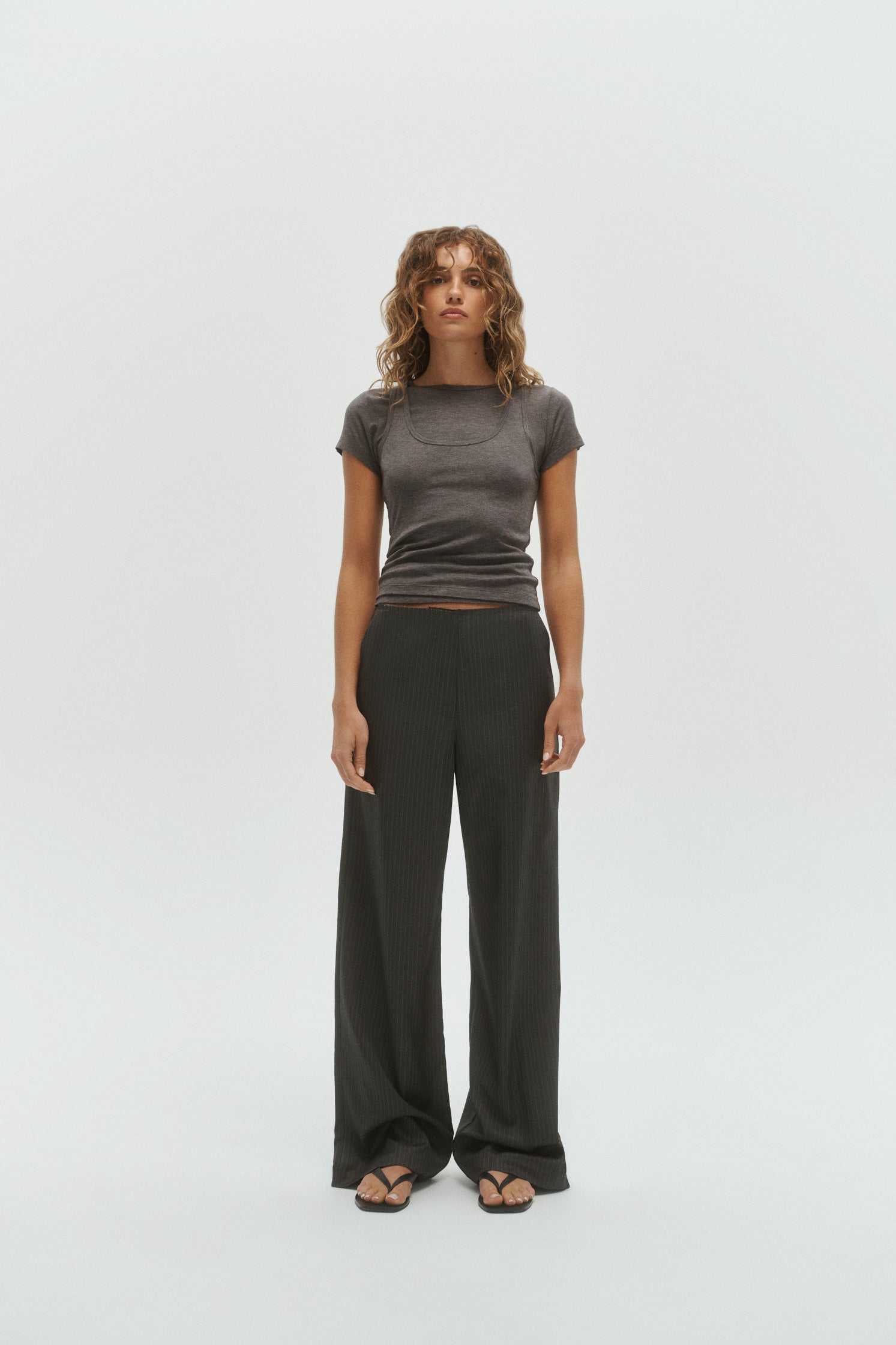 Heath Double Layered Top | Charcoal