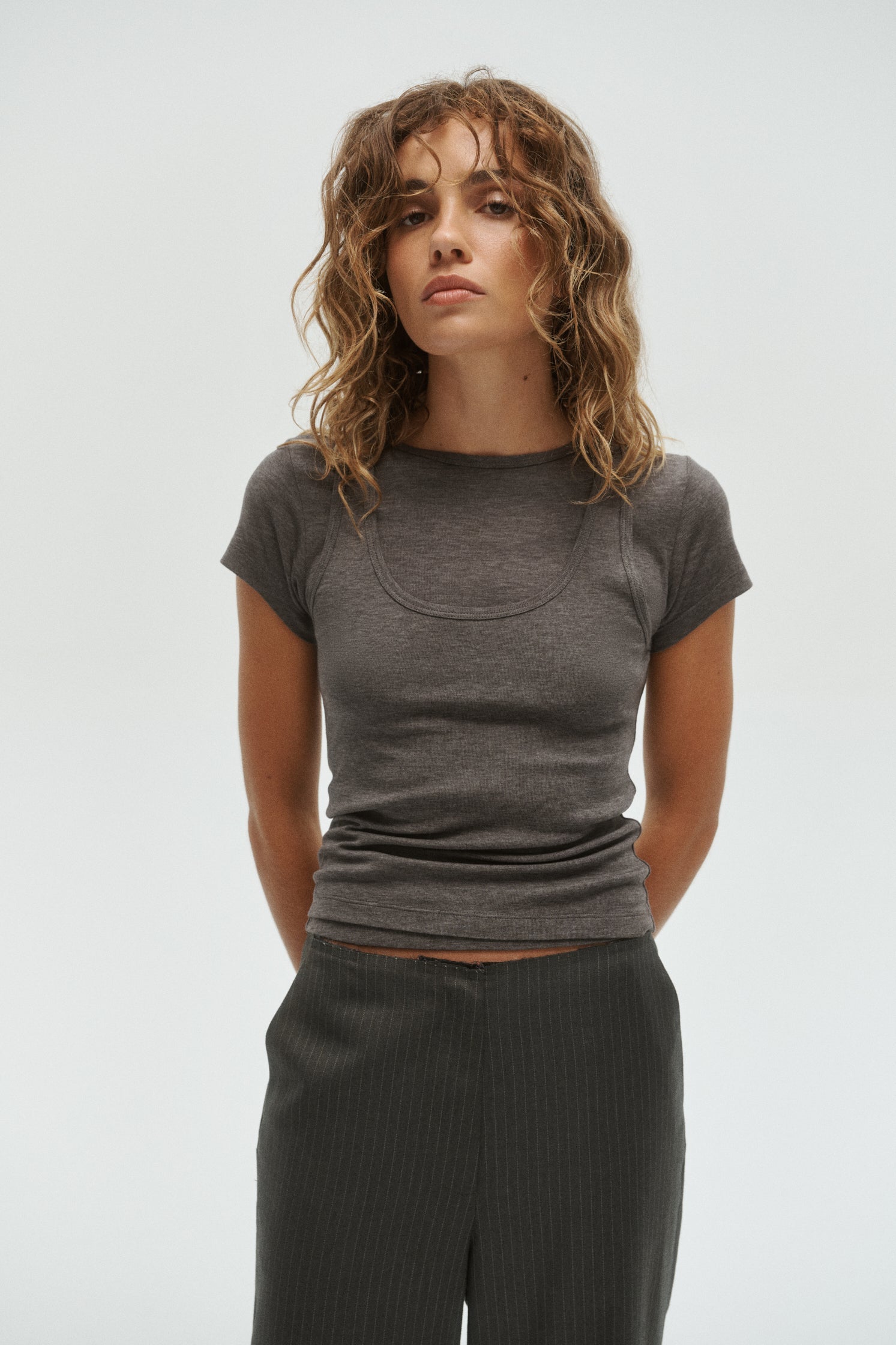 Heath Double Layered Top | Charcoal