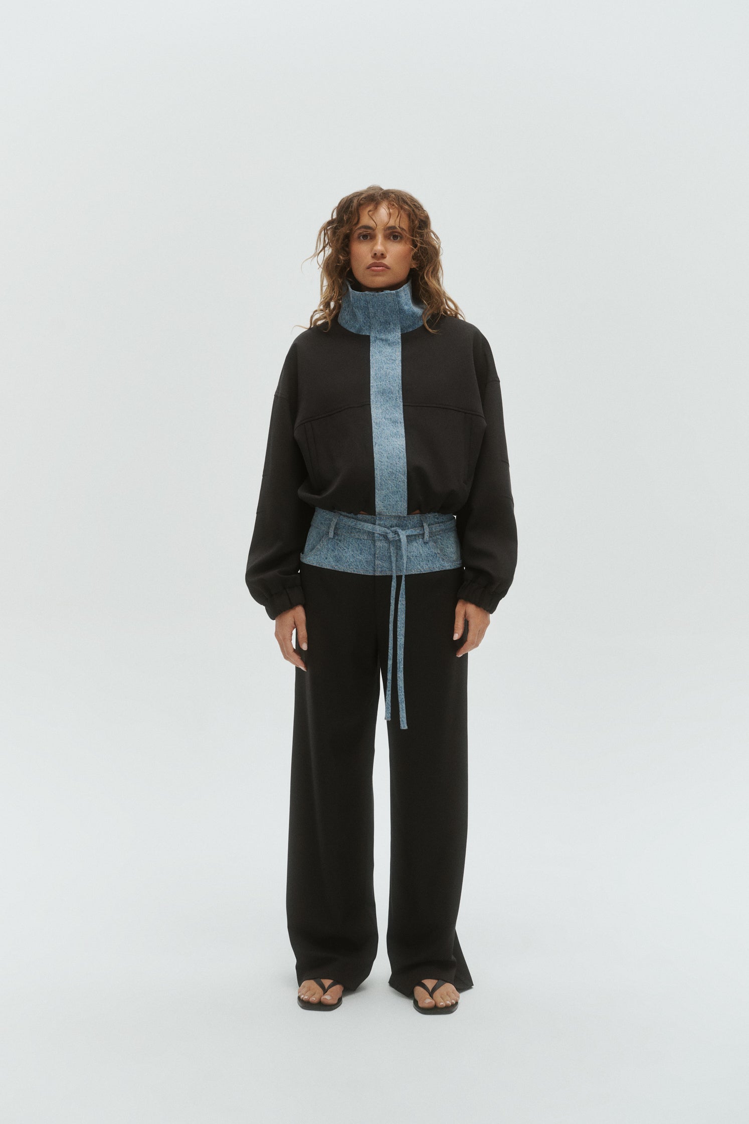 Tove Bomber | Black Blue Denim