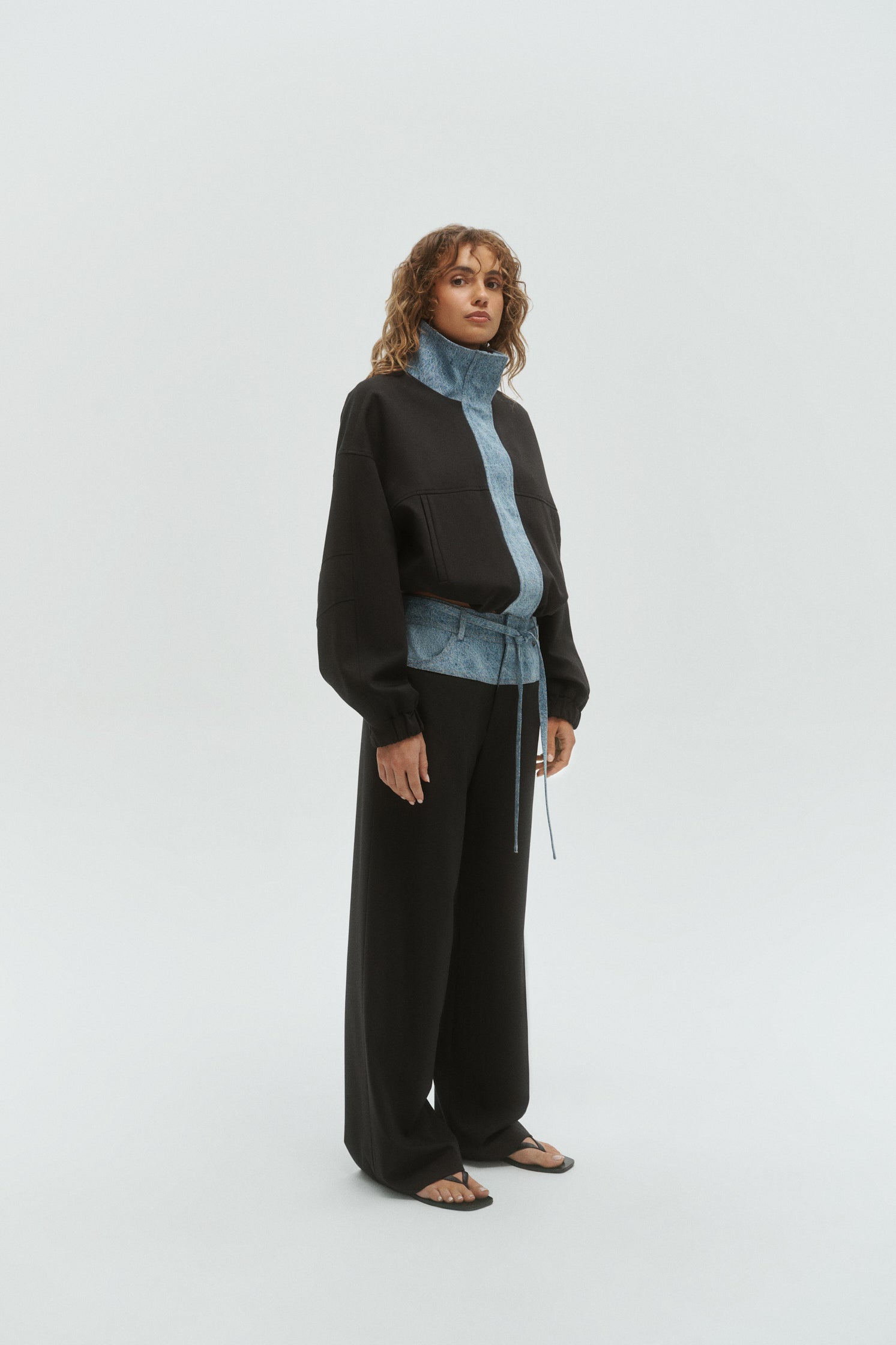 Tove Bomber | Black Blue Denim