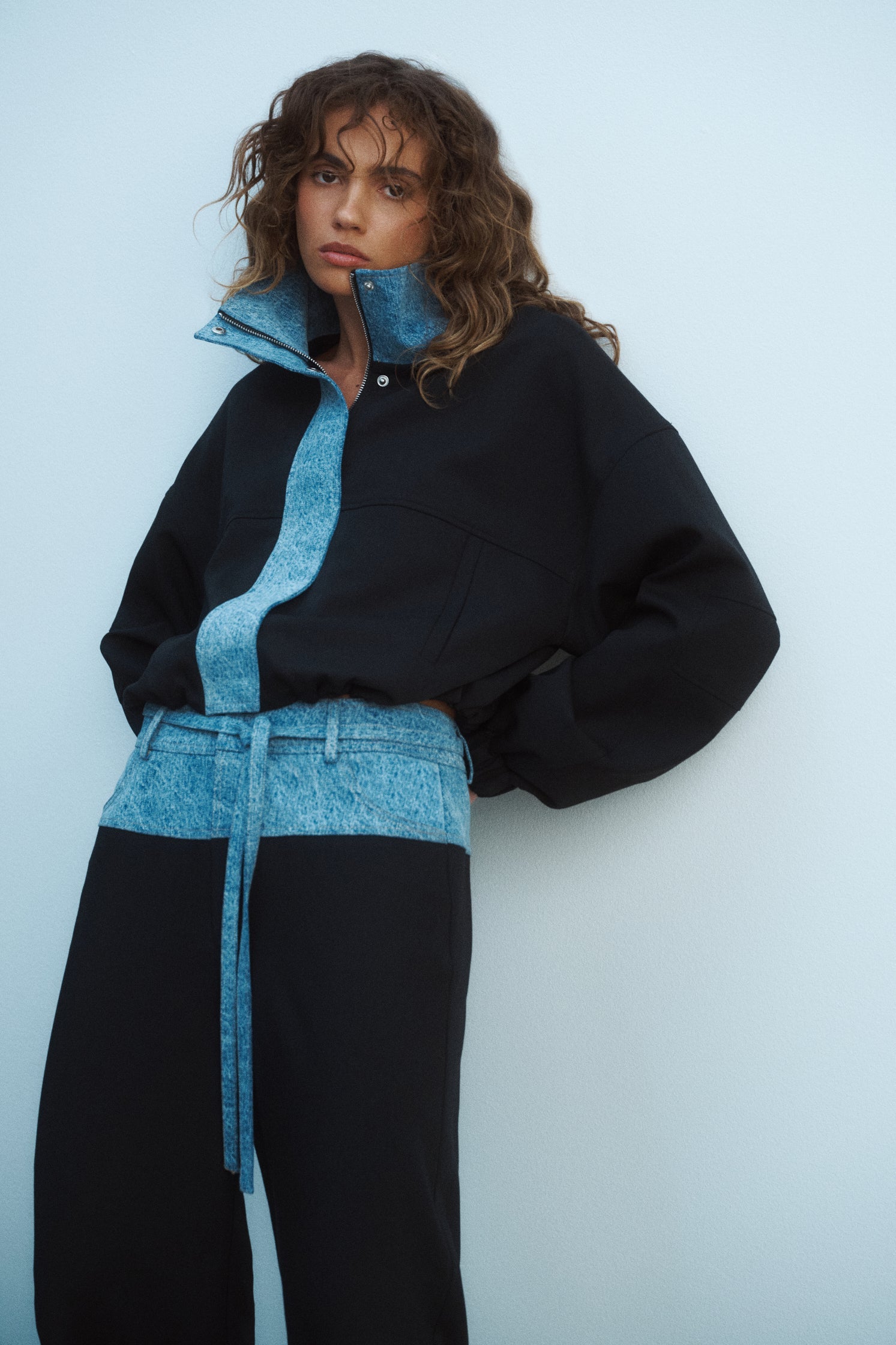 Tove Bomber | Black Blue Denim