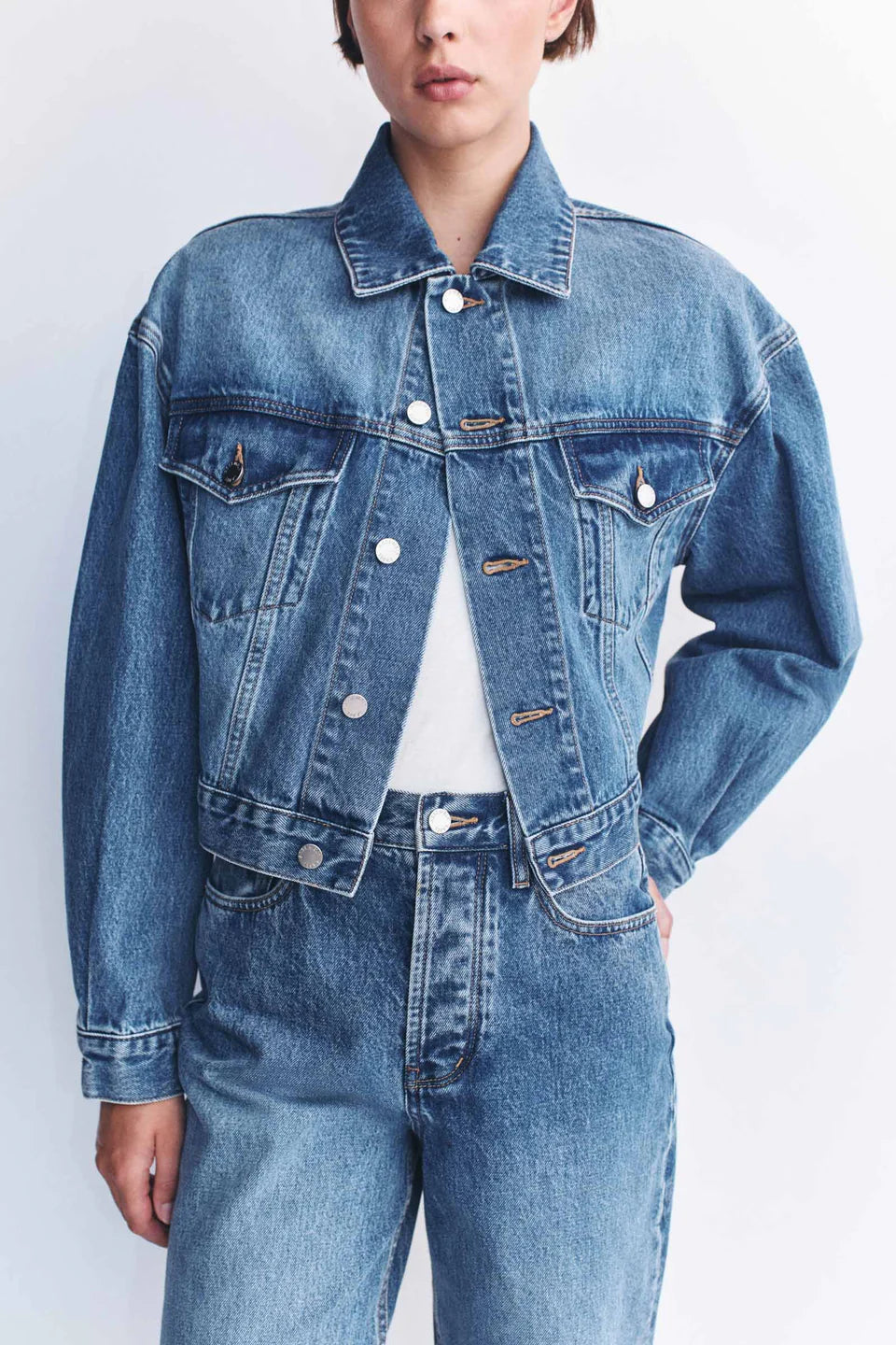 Cropped Denim Jacket | Classic Blue