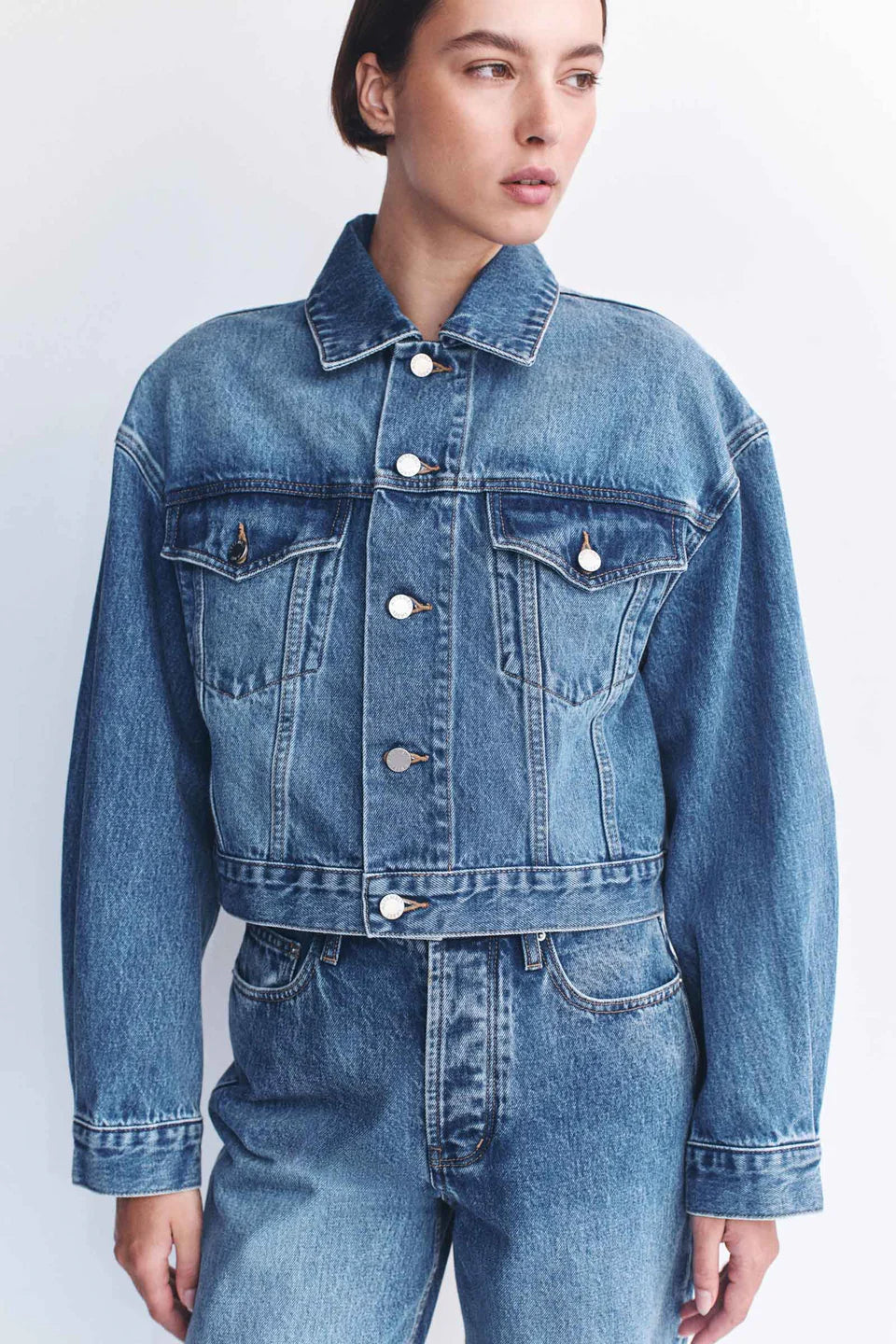 Cropped Denim Jacket | Classic Blue