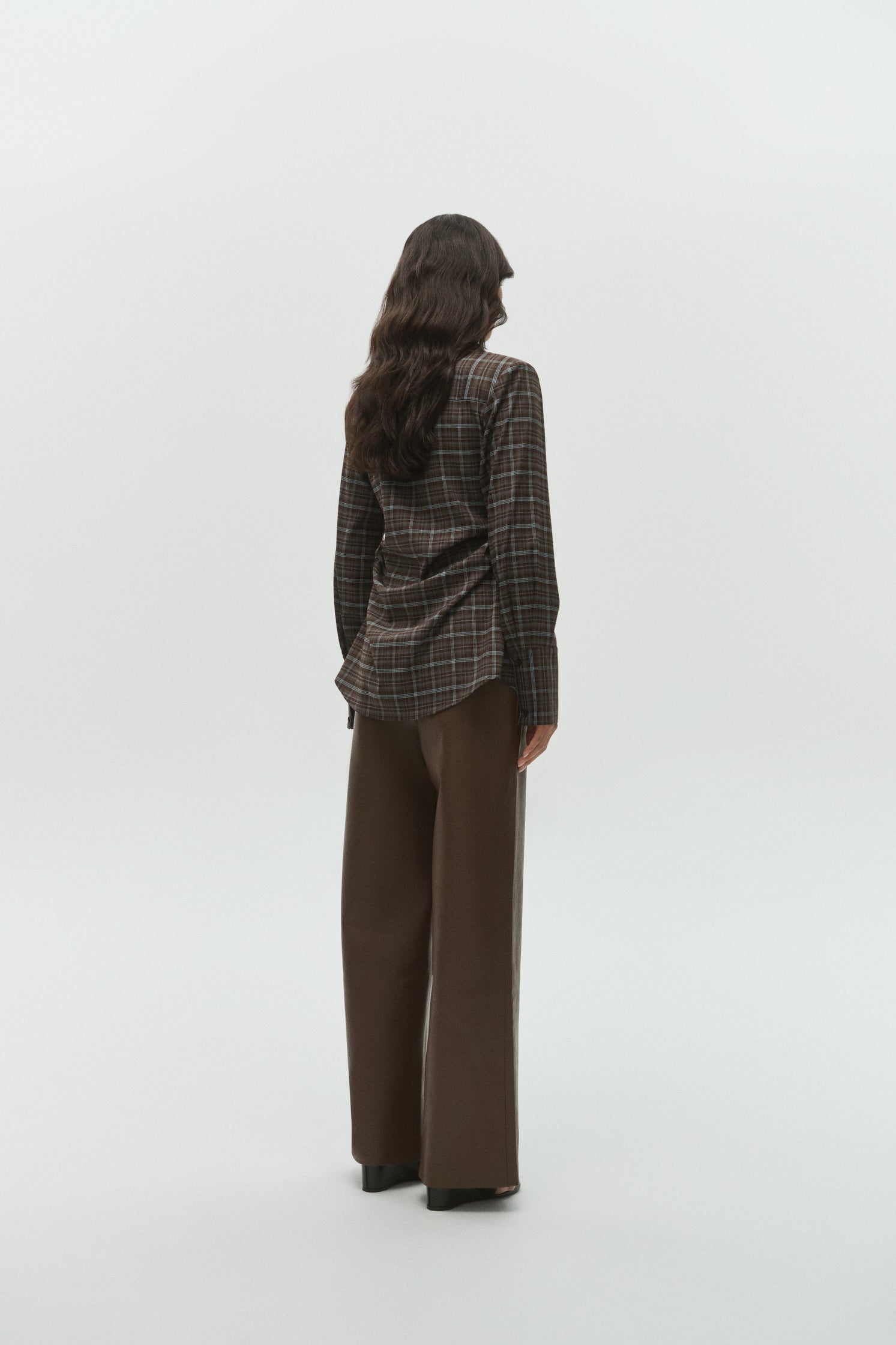 Juno Shirt | Brown Blue Plaid