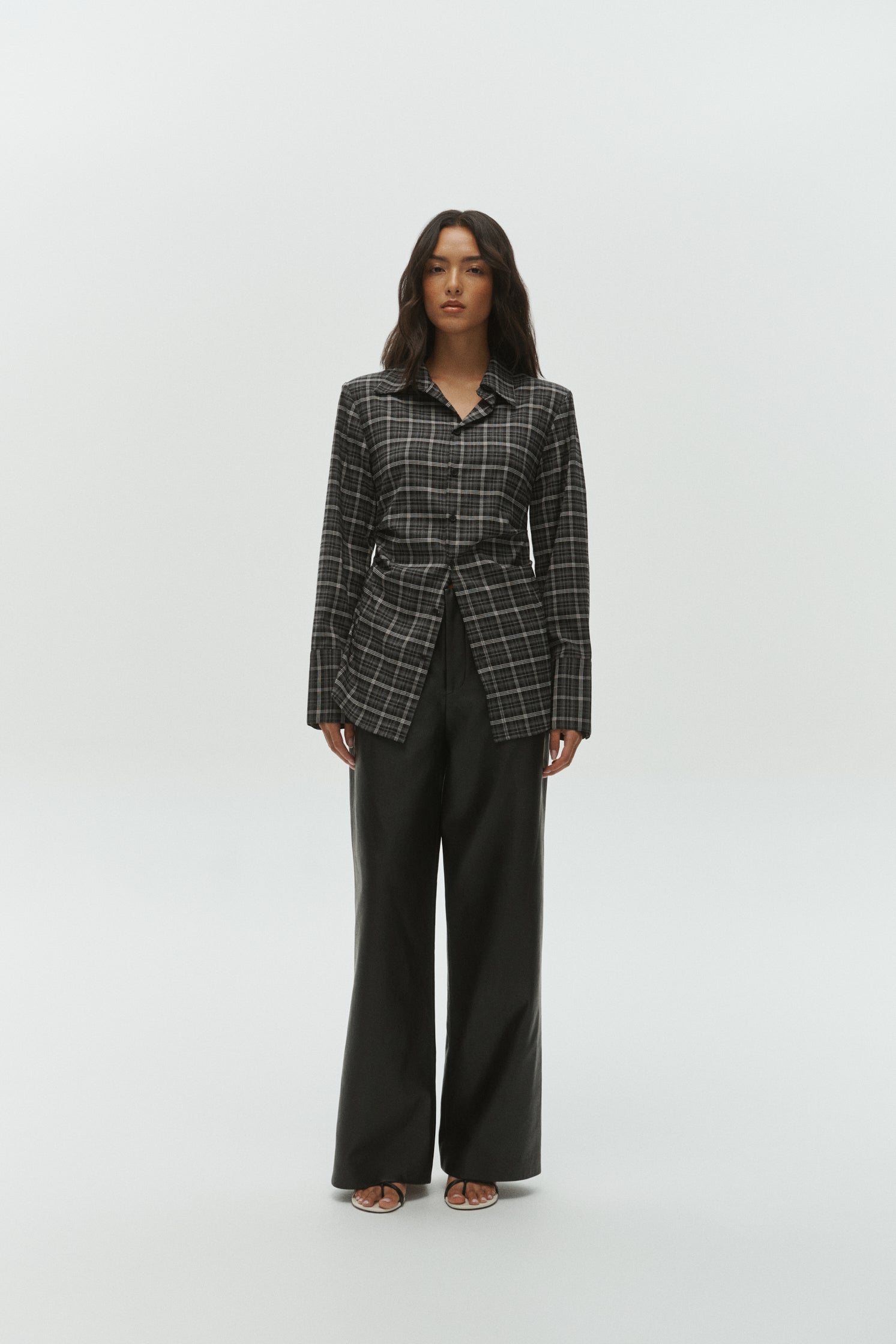 Juno Shirt | Black White Plaid