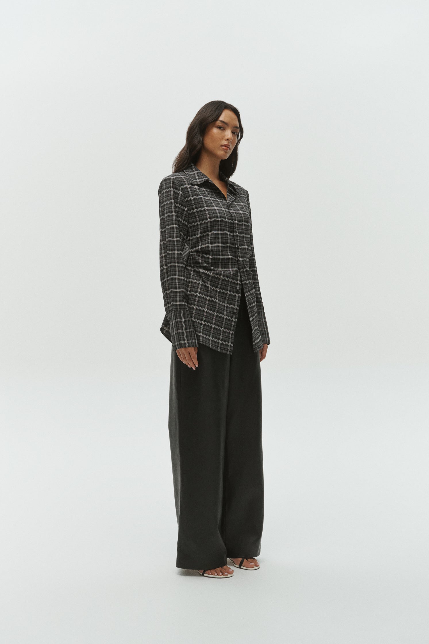 Juno Shirt | Black White Plaid