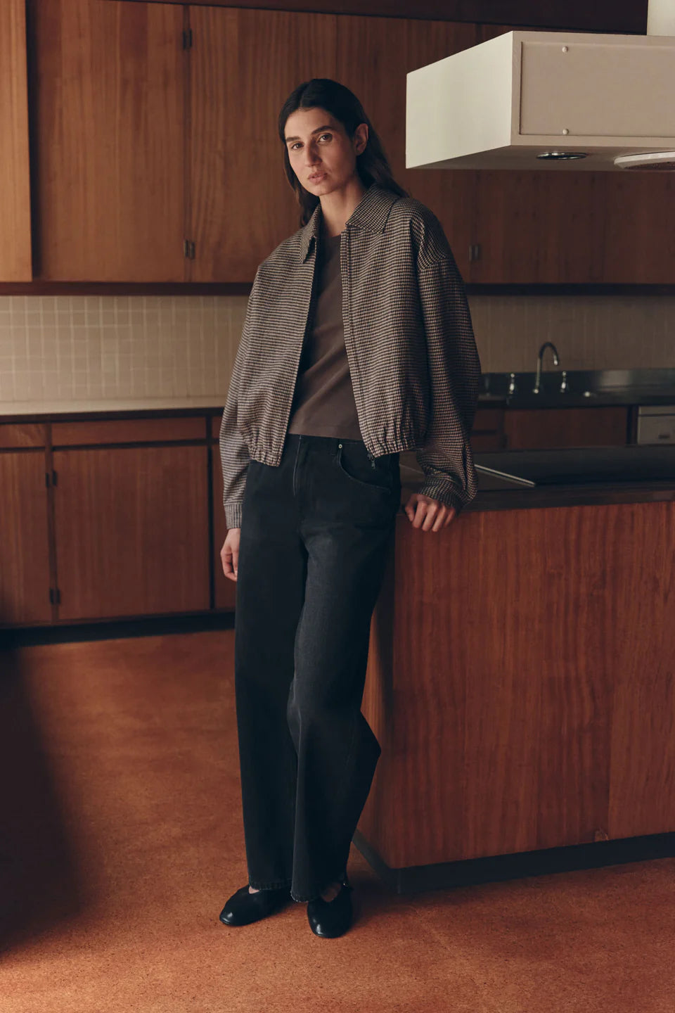 Solana Wool Jacket | Brown Black Check