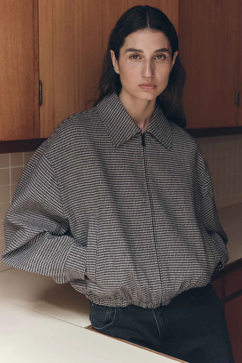 Solana Wool Jacket | Brown Black Check