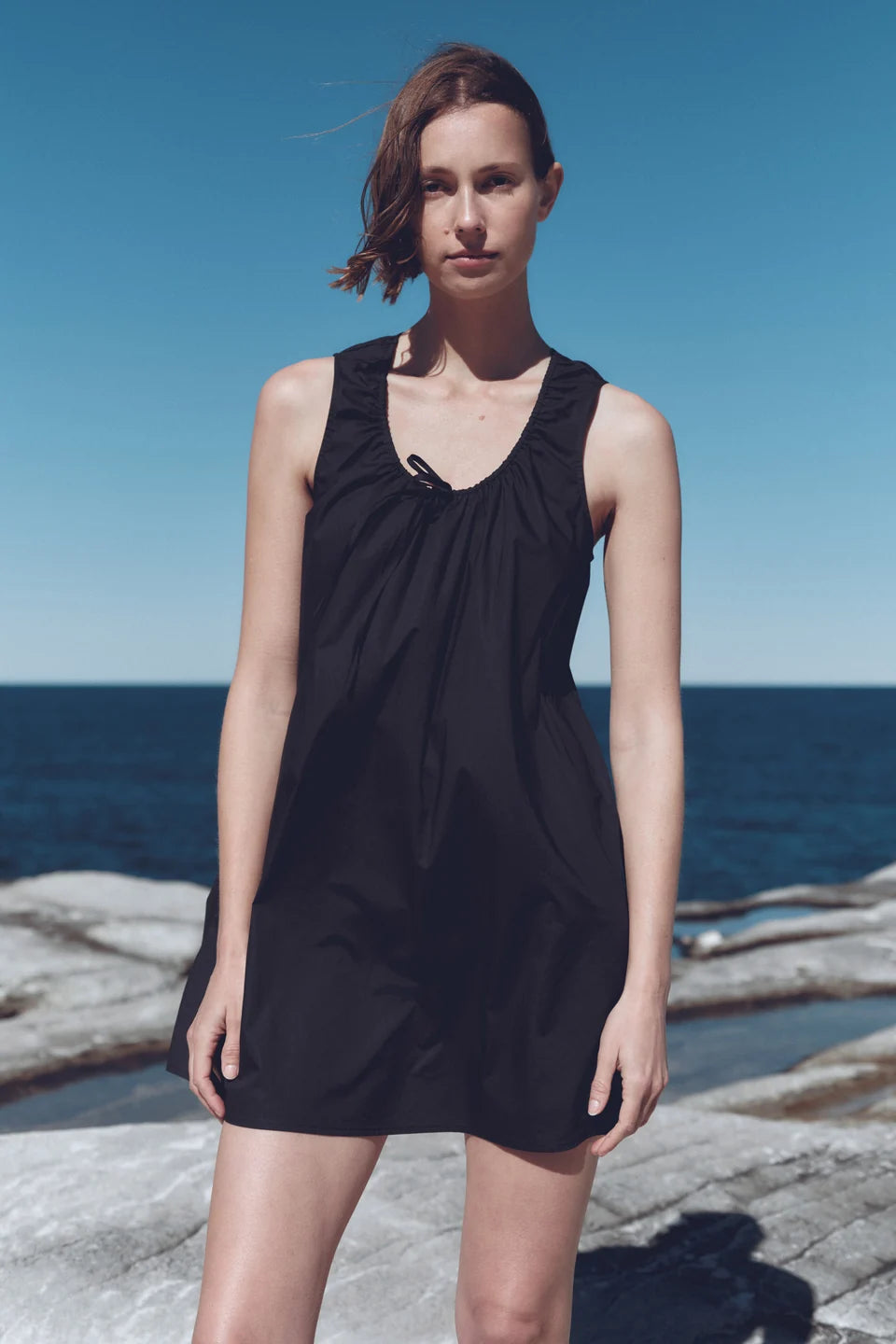 Holly Cotton Mini Dress | Black