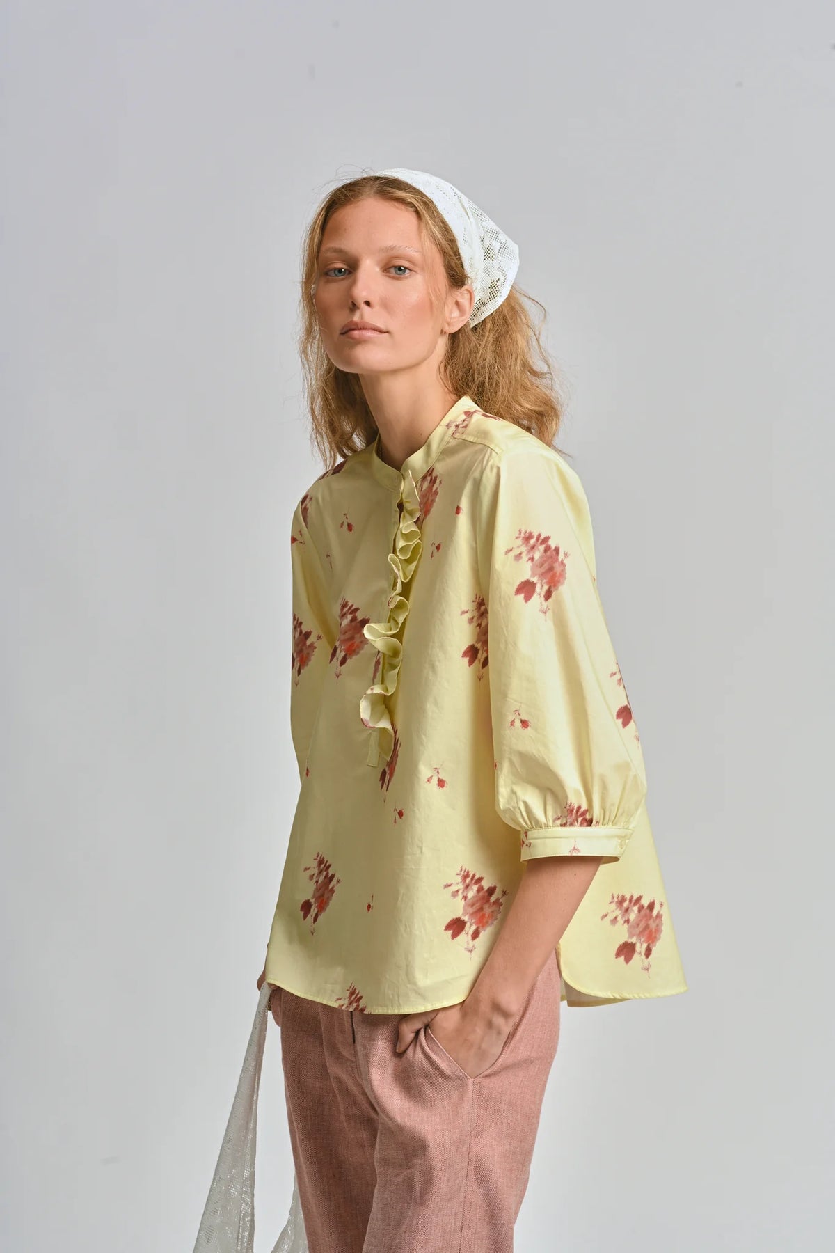Le Tablecloth Frill Shirt | Lemon Butter
