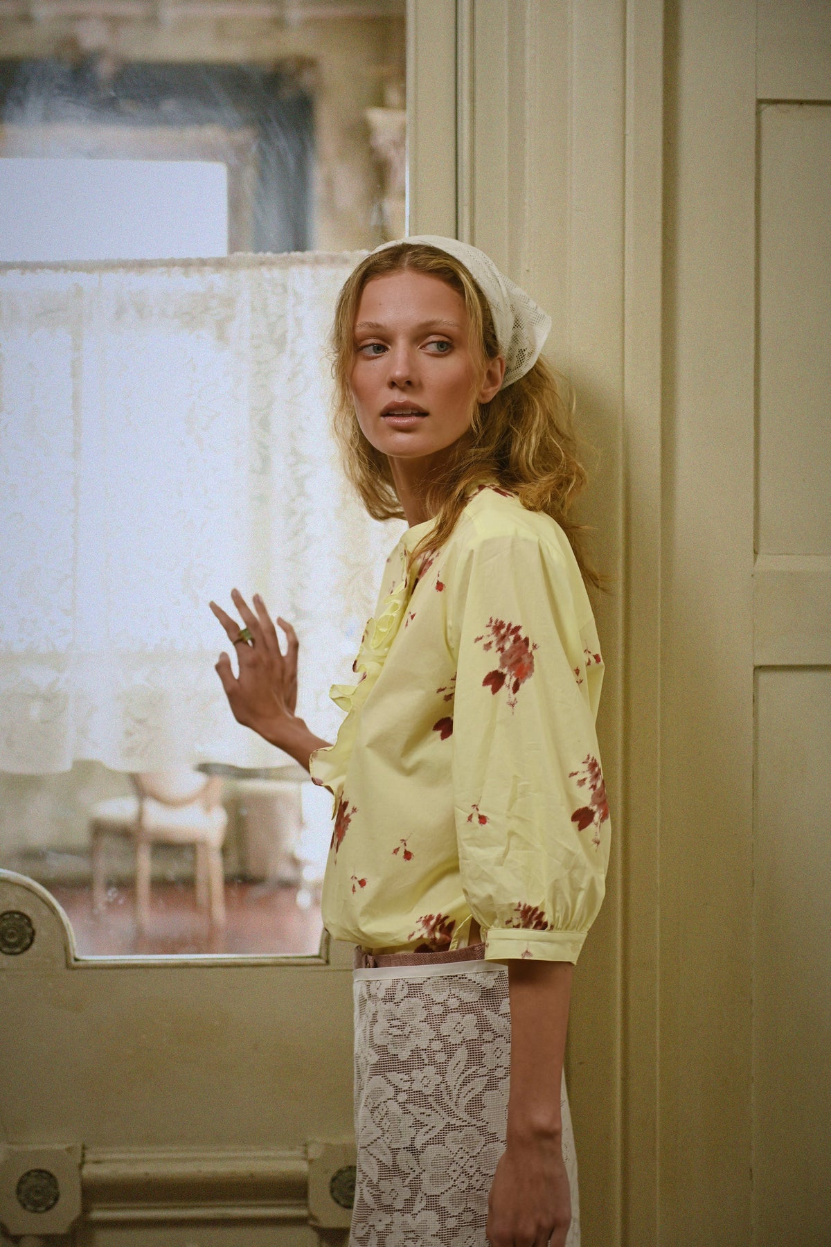 Le Tablecloth Frill Shirt | Lemon Butter