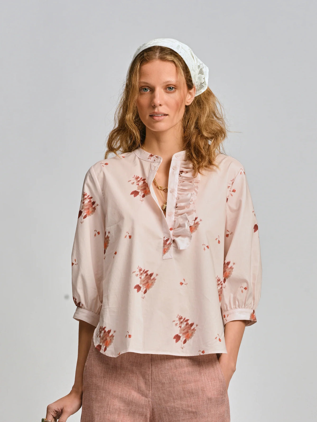 Le Tablecloth Frill Shirt | Rosa