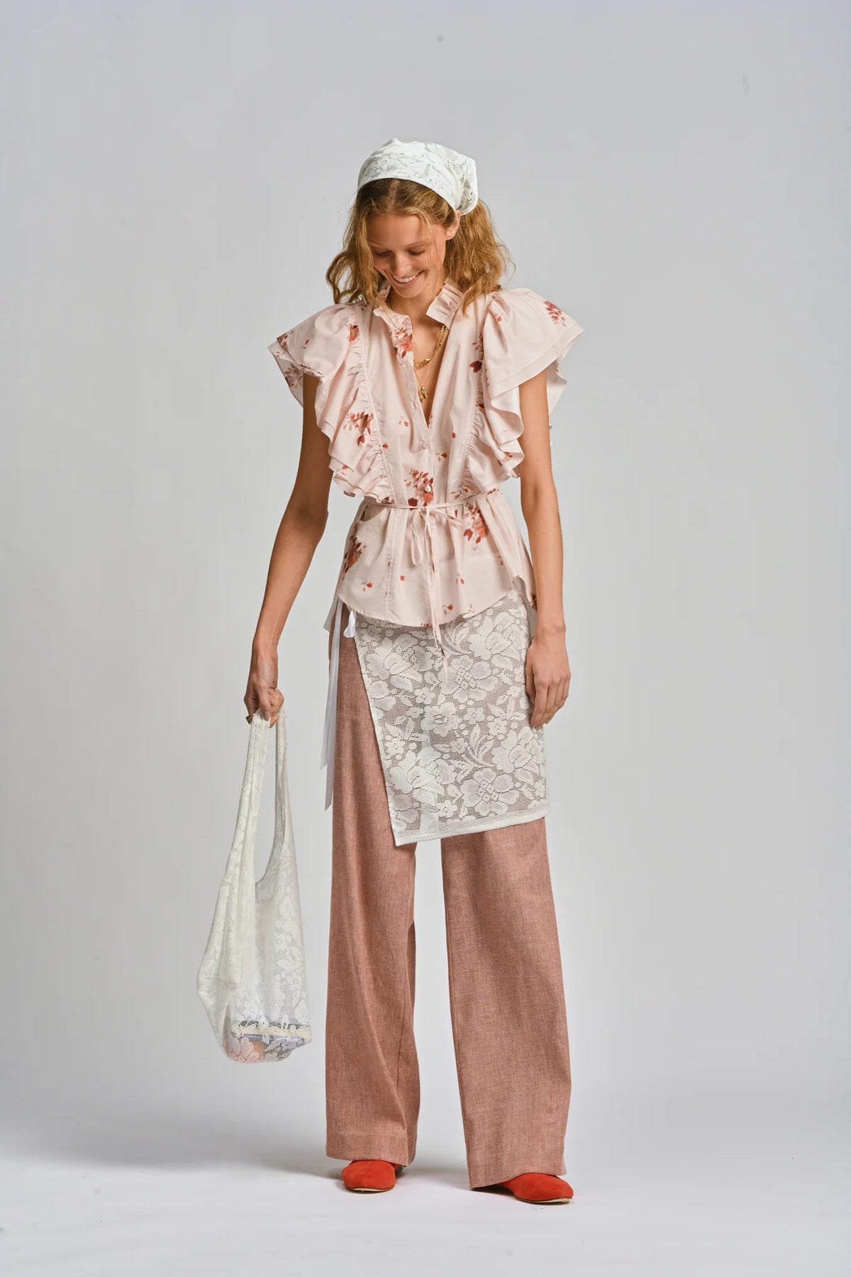 Le Tablecloth Frill Top | Rosa