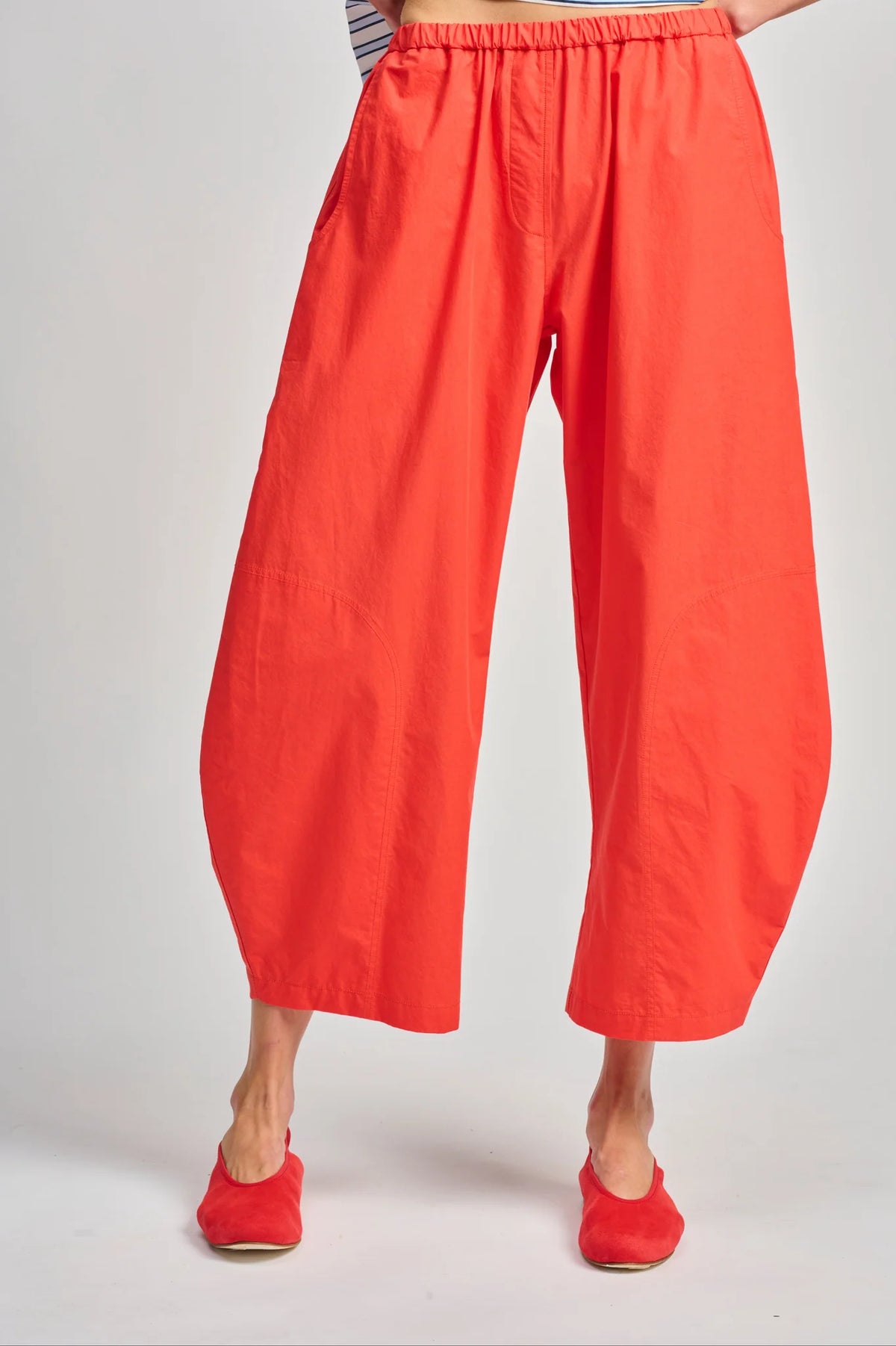 La Barista Paper Touch Cotton Pant | Tomato