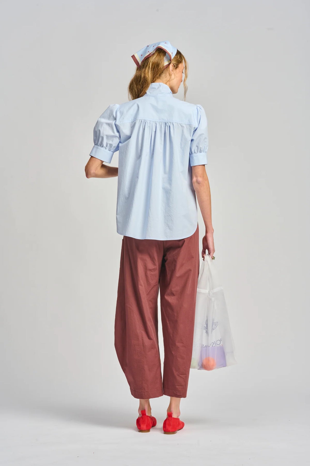 La Barista Tie Neck Tux Shirt | Bluebell