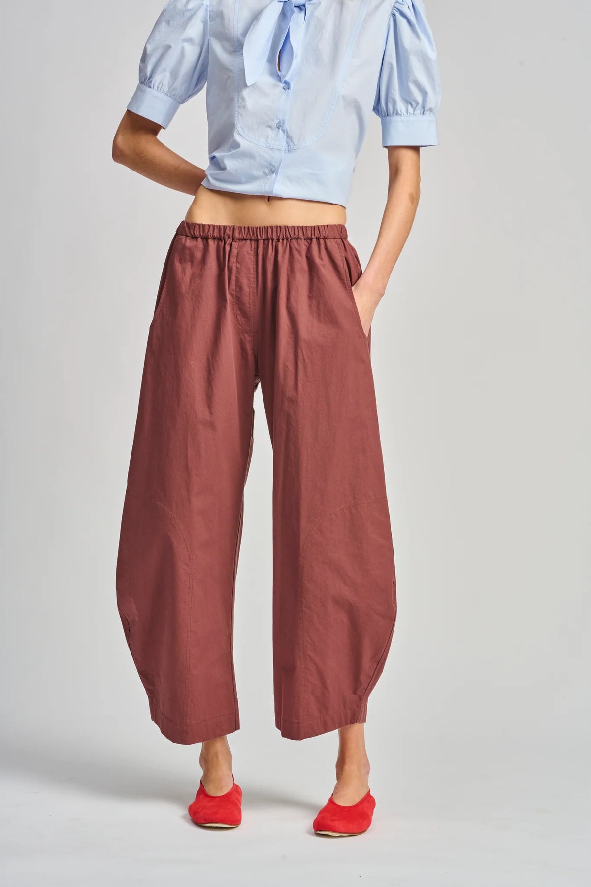 La Barista Paper Touch Cotton Pant | Cocoa