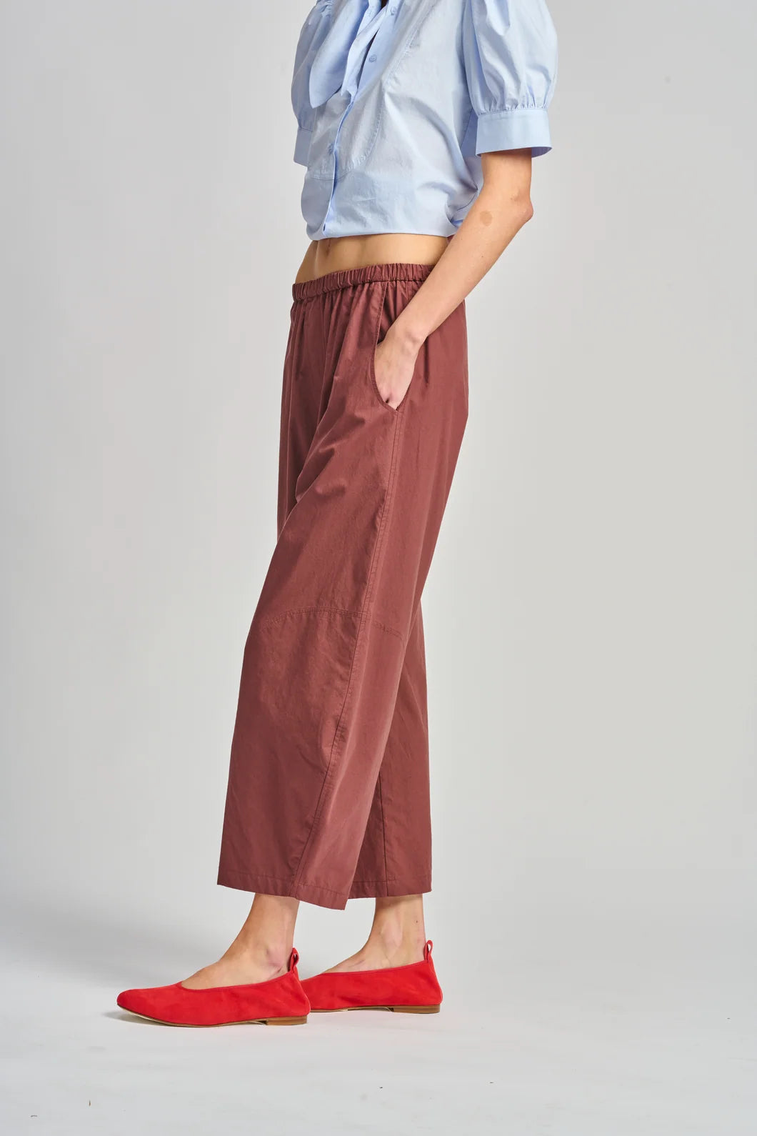 La Barista Paper Touch Cotton Pant | Cocoa