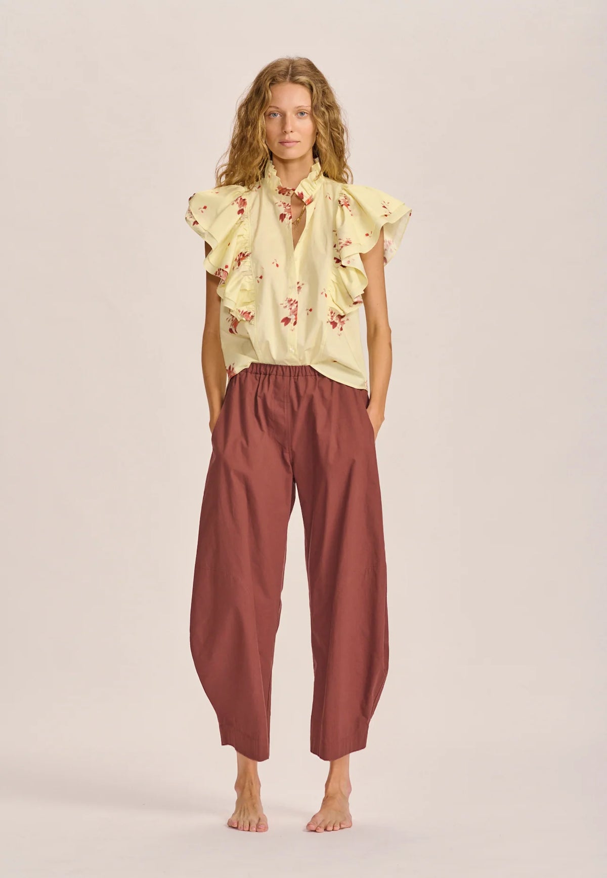 La Barista Paper Touch Cotton Pant | Cocoa